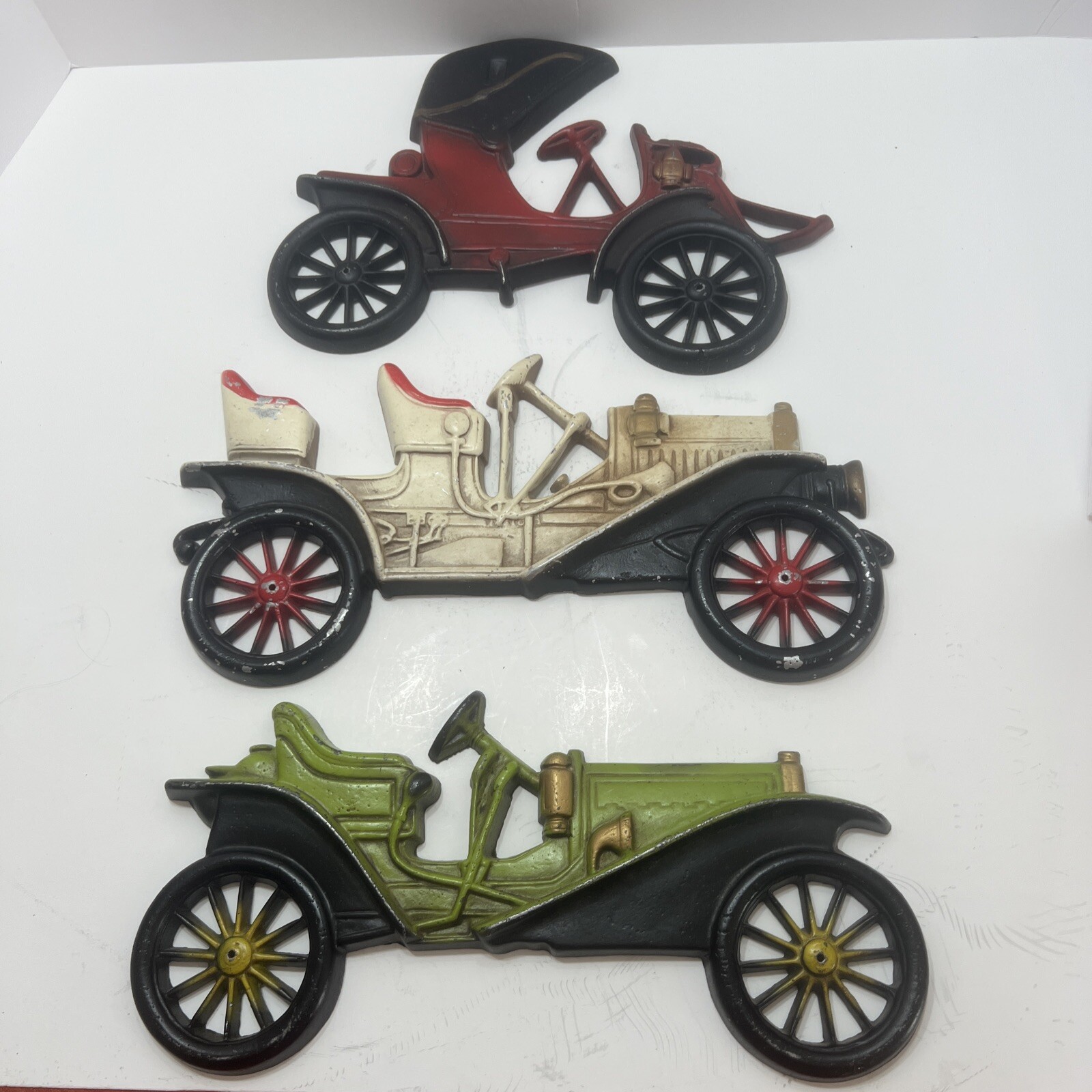 VINTAGE~ 1909 Hup 1910 Buick ANTIQUE CARS CAST METAL PLAQUE MIDWEST(3)