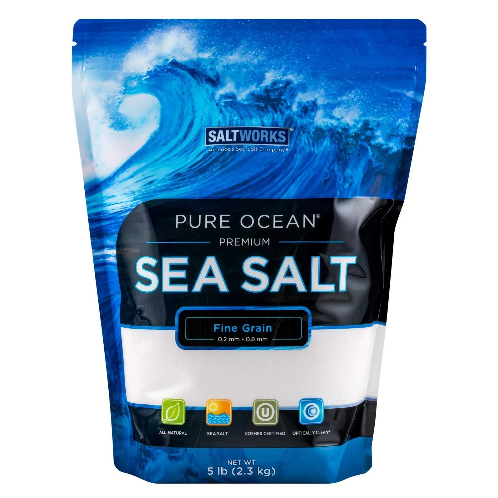 SaltWorks Pure Ocean Sea Salt, Fine Grain, 5 Pound Bag - USA STOCK FAST SHIP SaltWorks Pure Ocean Sea Salt, Fine Grain, 5 Pound Bag - USA STOCK FAST SHIP