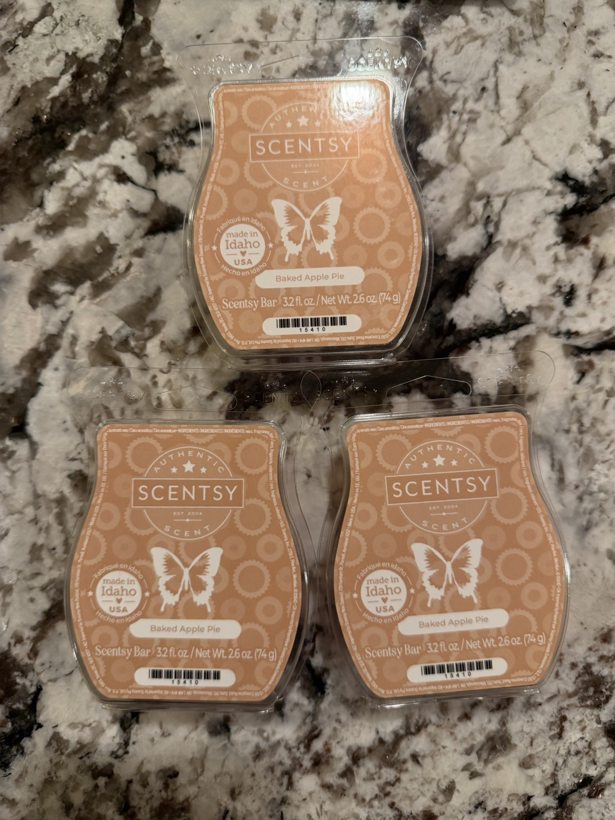 Scentsy Wax Bars Baked Apple Pie Lot Of 3 New