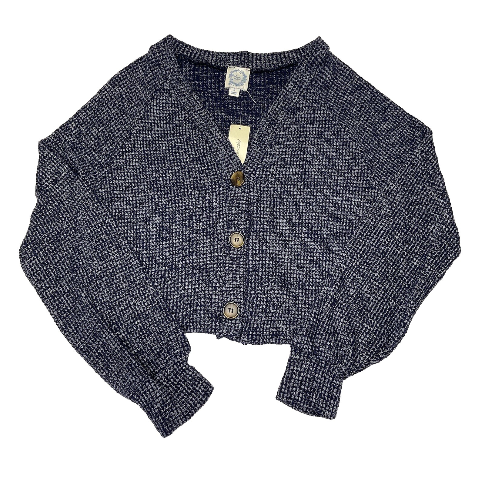 *NWT* Francesca\'s Blue Rain Cardigan Size Small Blue Cropped Knit W/ Buttons