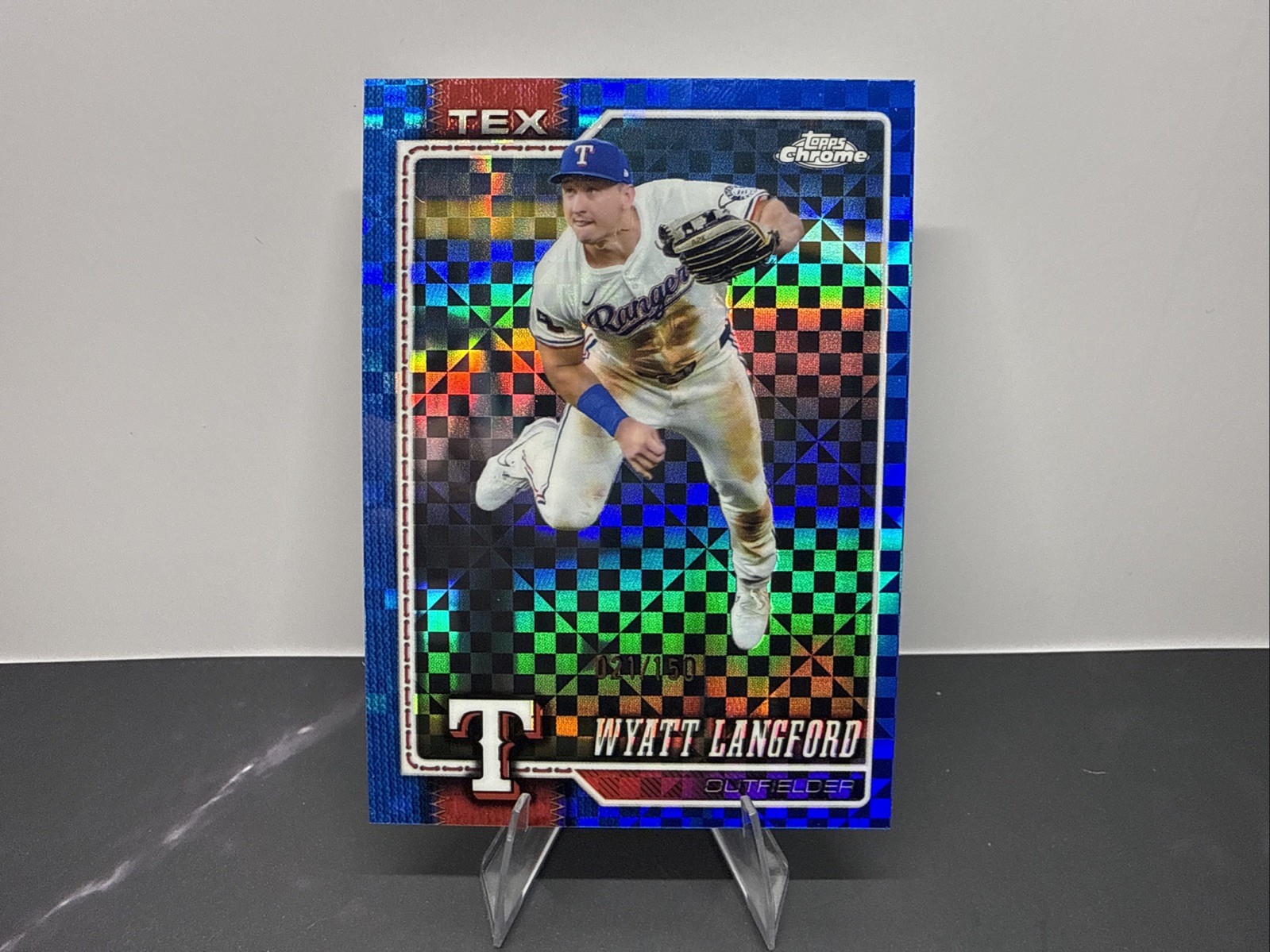 Topps Chrome 2026 Wyatt Langford Texas Rangers Blue Color Match /150