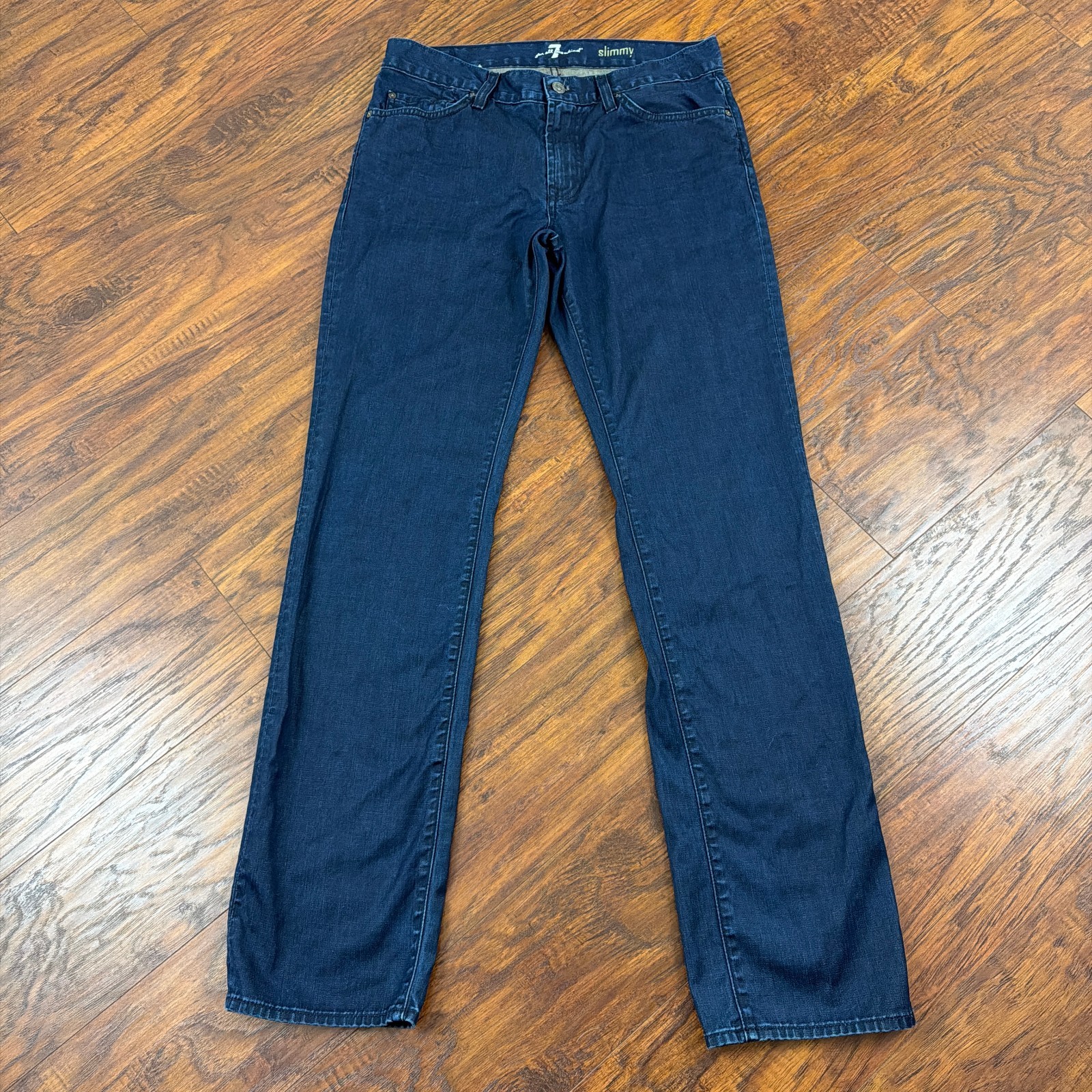 7 For All Mankind Jeans Mens 32 Slim Mid Rise Dark Wash Coated Denim Slimmy