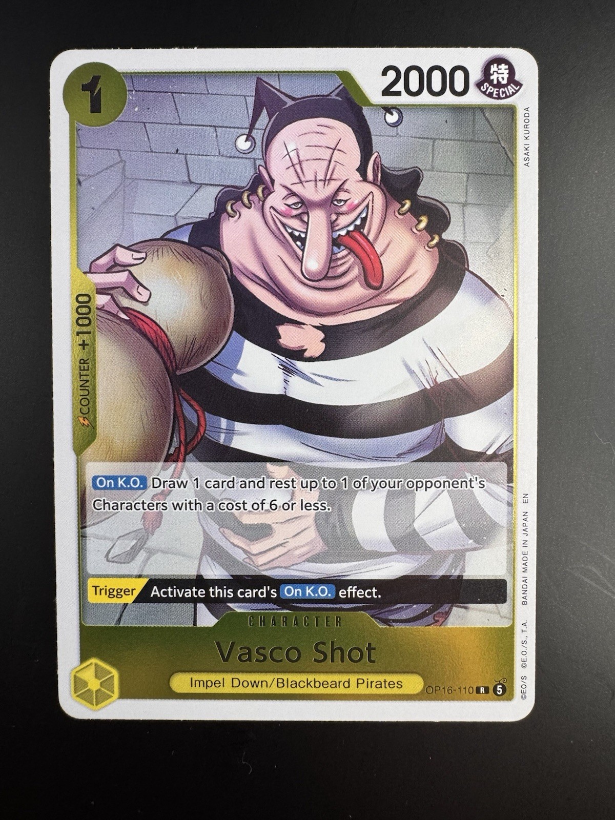 Bandai One Piece Vasco Shot Rare Special OP16-110 2000 Power English Bandai One Piece Vasco Shot Rare Special OP16-110 2000 Power English