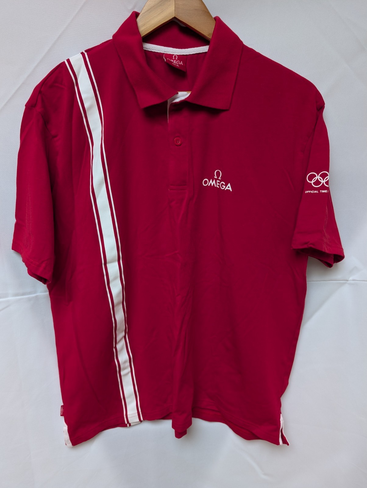OMEGA Official Timekeeper Olympic Crew Polo Shirt Men\'s XL Red NEW Rare