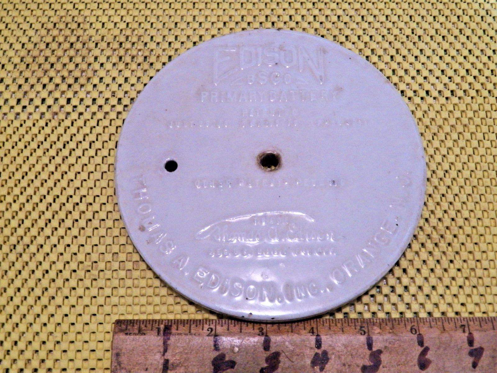 Vintage EDISON BSCO Primary Battery Ceramic Cover / Lid