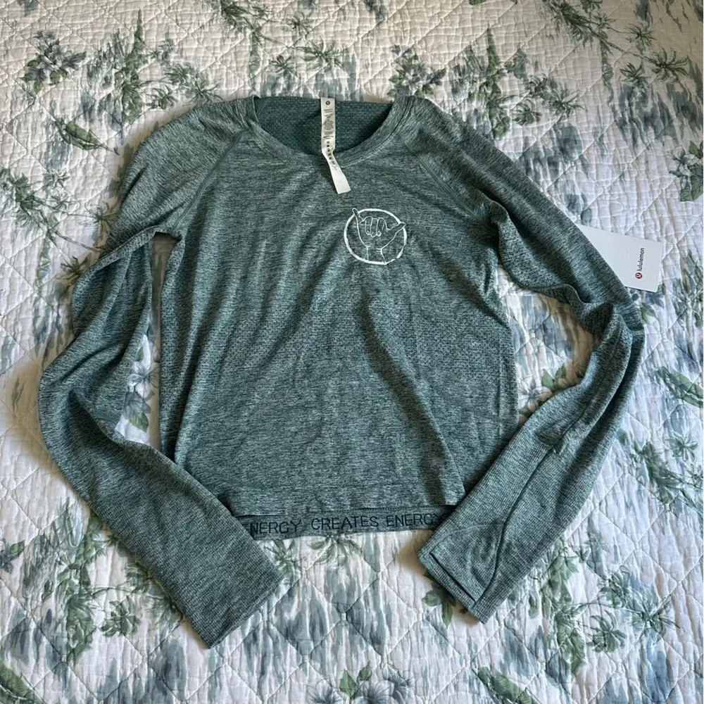 Lululemon Swiftly Tech 2.0 Long Sleeve Race Green Jasper / White Shaka Hawaii 6