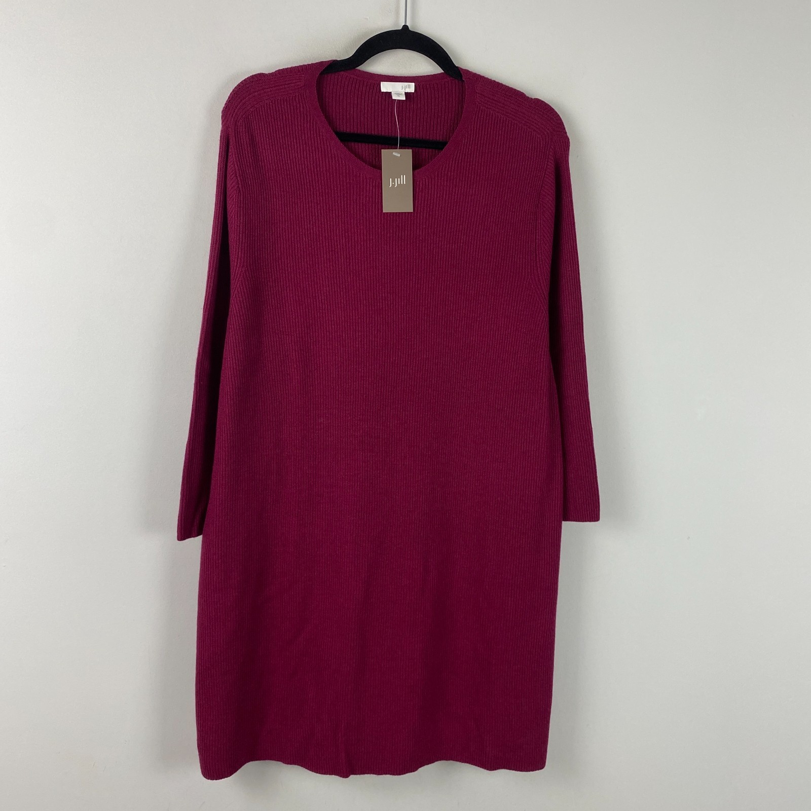 J. Jill Plum Ribbed Longline Tunic Sweater Size XL Nylon Wool Acrylic