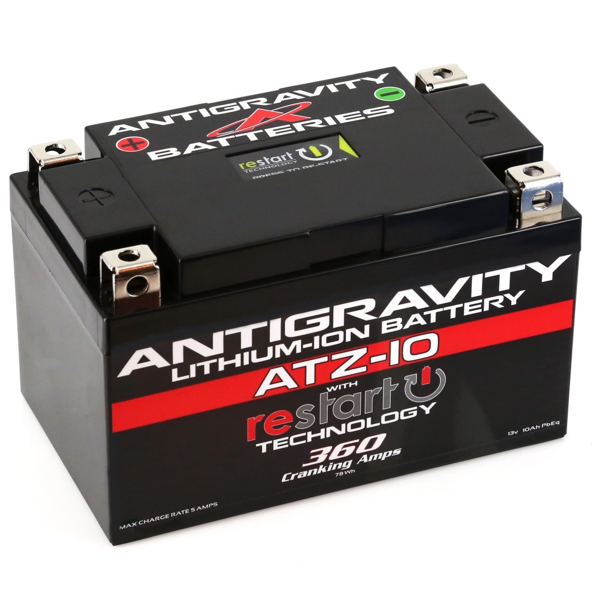 Antigravity ATZ-10 RE-START Lithium Motorcycle Battery w/ Built-In Jump Starter