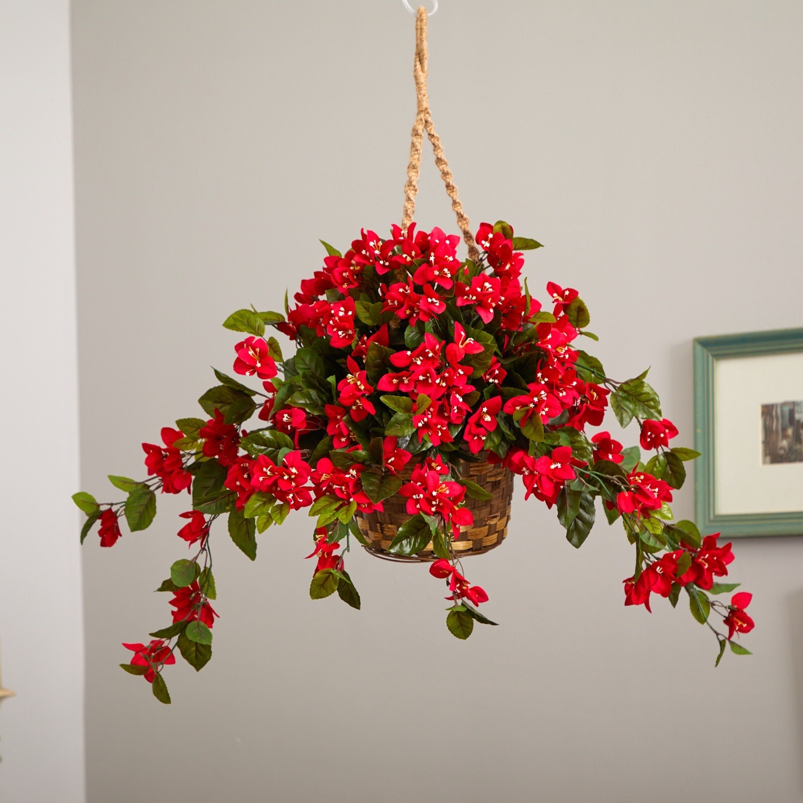 28” Bougainvillea Artificial Hanging Basket UV (Indoor/Outdoor) Home Decor. 28” Bougainvillea Artificial Hanging Basket UV (Indoor/Outdoor) Home Decor.