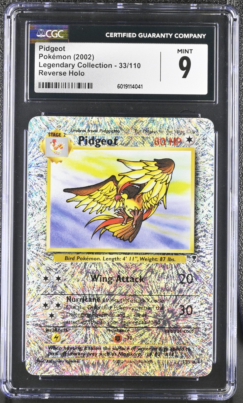 2002 Pokemon CGC 9 Pidgeot Reverse Foil - 33/110 Legendary Collection MINT