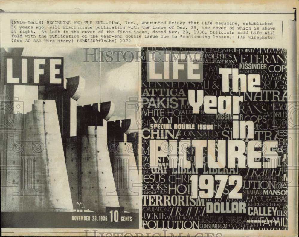 1972 Press Photo First & Final Covers of Life Magazine - lra69711