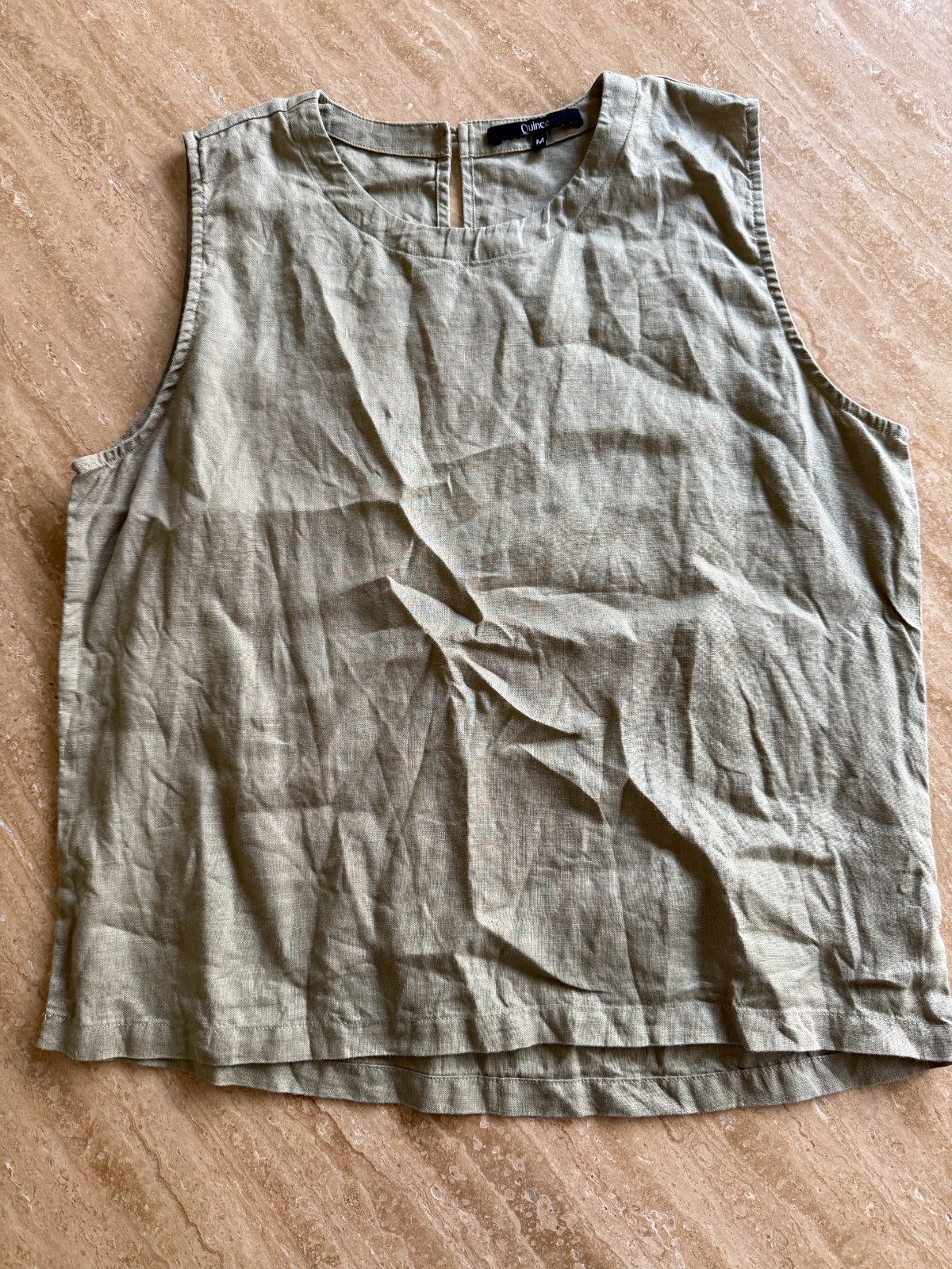 Quince 100% European Linen Tank Top Sleeveless Olive Green - Medium Quince 100% European Linen Tank Top Sleeveless Olive Green - Medium