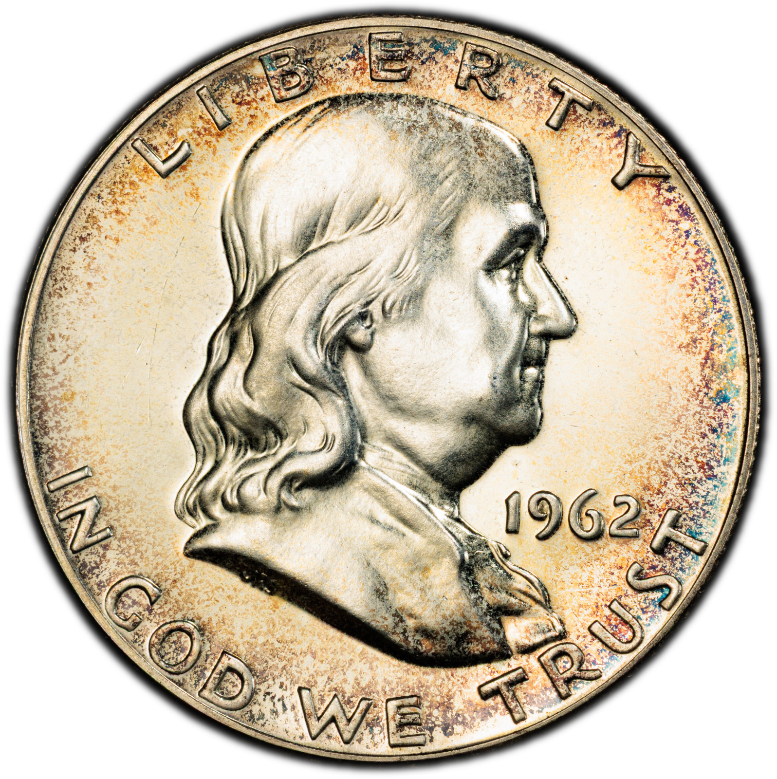 1962-P PCGS PR65 (Gem Proof) Franklin | Gorgeous Double-Sided Rainbow Toning