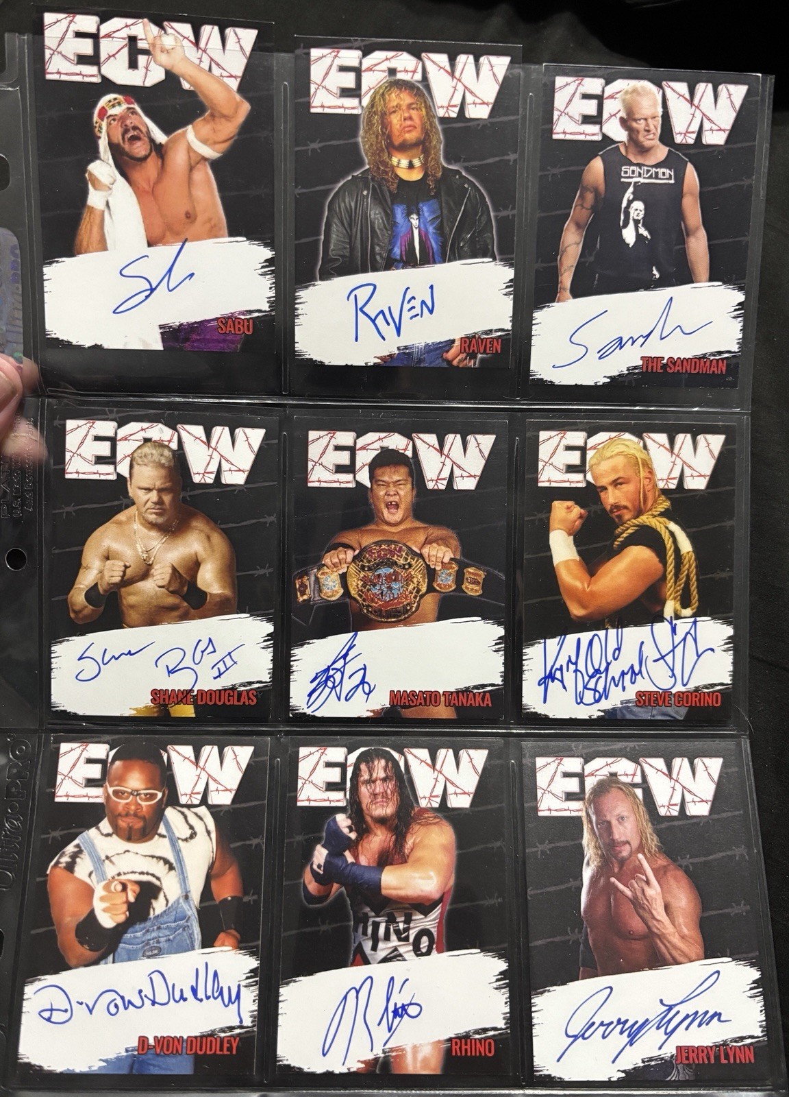 ECW Auto Cards Lot 9 Legends Sabu Raven Sandman D-Von Dudley Tanaka Rhyno Corino ECW Auto Cards Lot 9 Legends Sabu Raven Sandman D-Von Dudley Tanaka Rhyno Corino