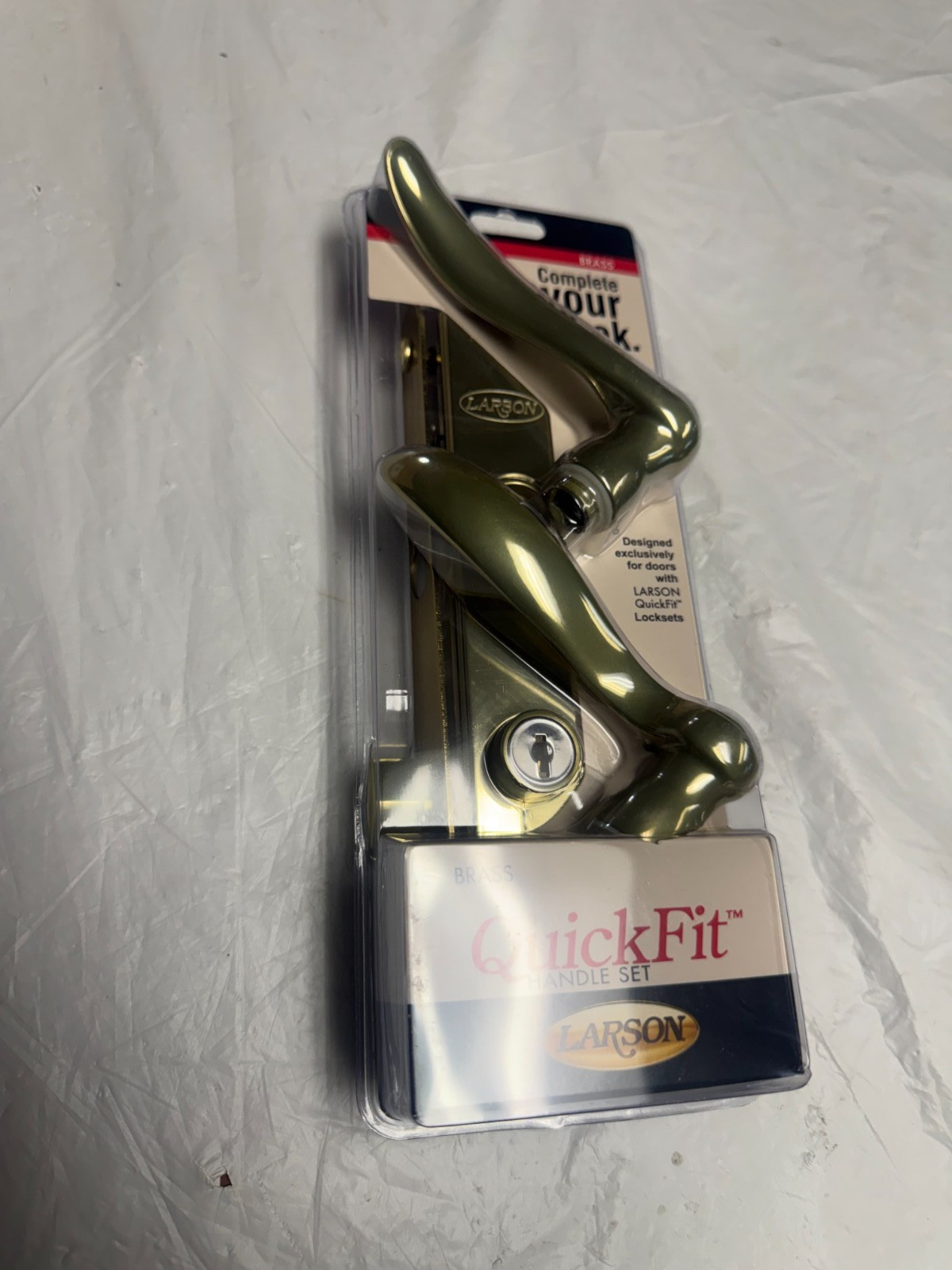Larson 20297807 QuickFit Door Handleset Metal Brass
