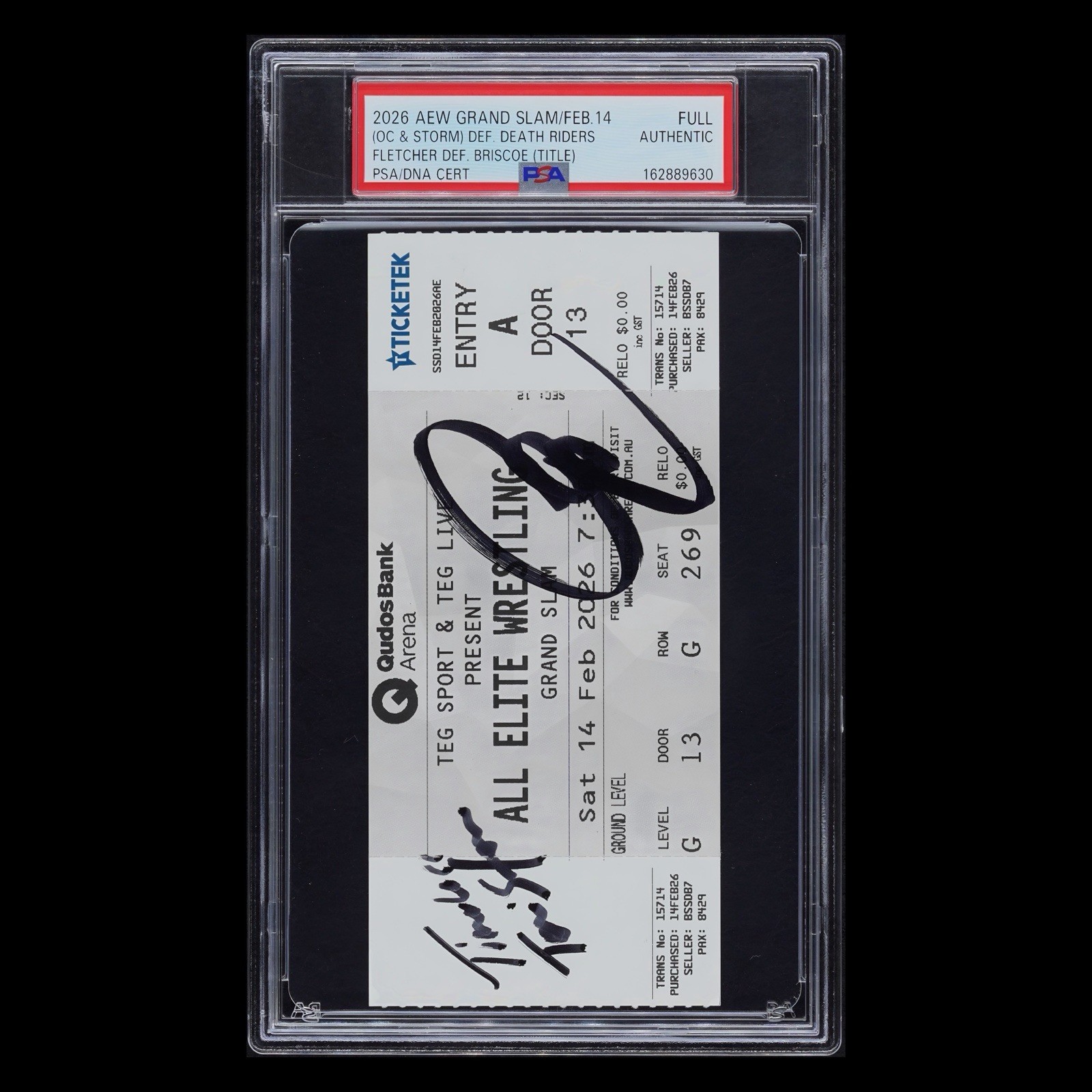 2026 AEW GRAND SLAM TICKET SIGNED ORANGE CASSIDY TONI STORM AUTO PSA AUTHENTIC