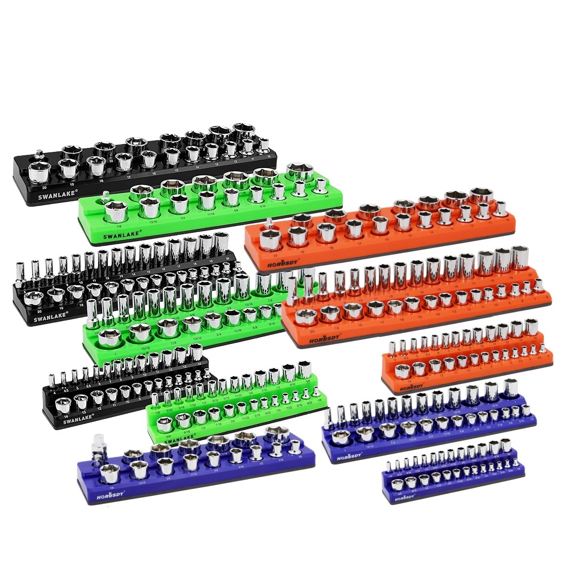 12pc Magnetic Socket Organizer Storage Holder 1/4