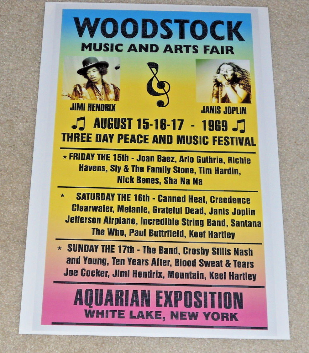 Large Woodstock 1969 Concert Poster, 19\