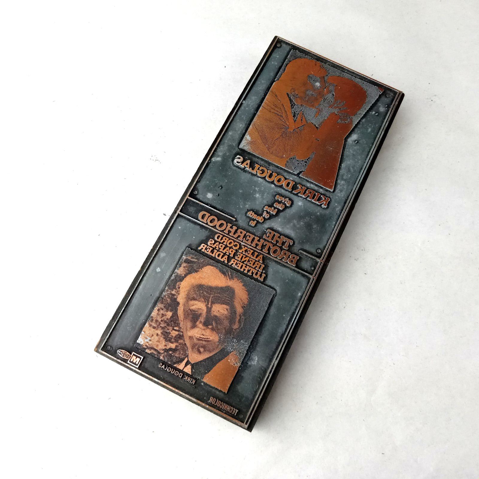 Vintage 1968 Kirk Douglas The Brotherhood Movie Letterpress Printing Block Cut
