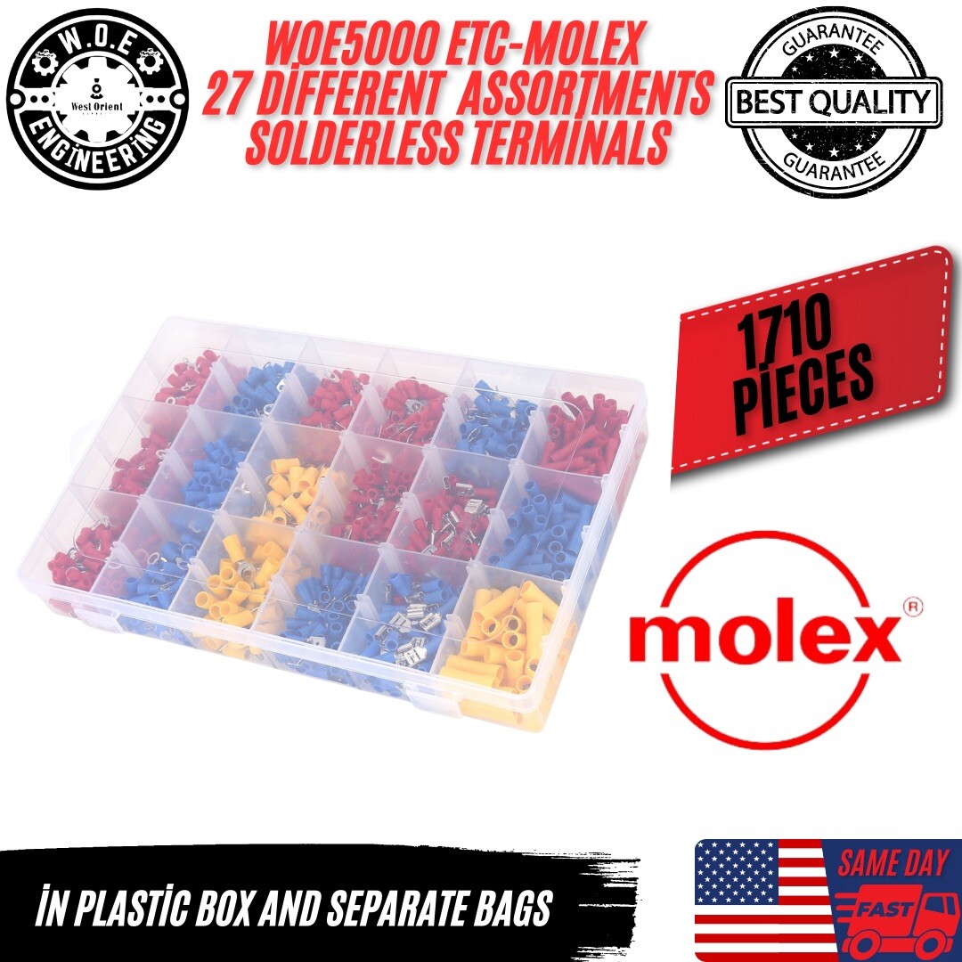 1710Pcs MOLEX ETC Assortment Set Solderless Crimp Wire Connectors Terminals Kit