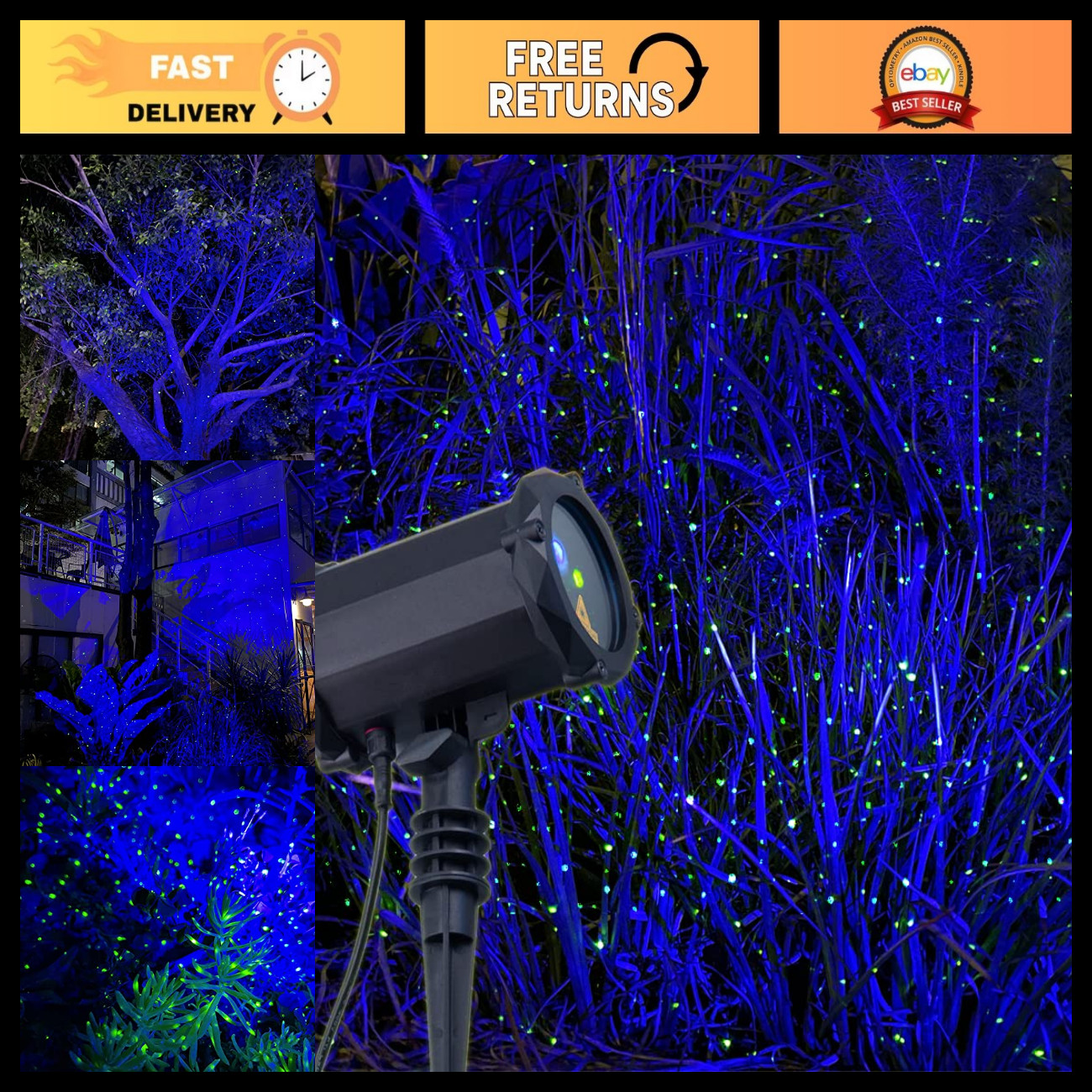 Star Projector Laser Garden Lights - Firefly Christmas Decor for Lawns & Courtya Star Projector Laser Garden Lights - Firefly Christmas Decor for Lawns & Courtya