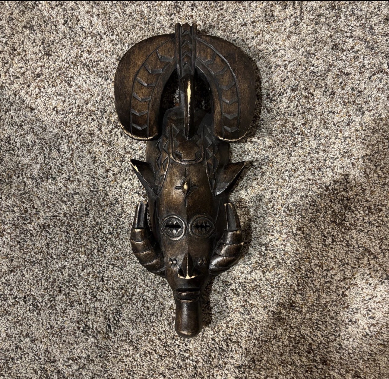 Vintage Hand-Carved African Wood Mask – Elongated Face Vintage Hand-Carved African Wood Mask – Elongated Face