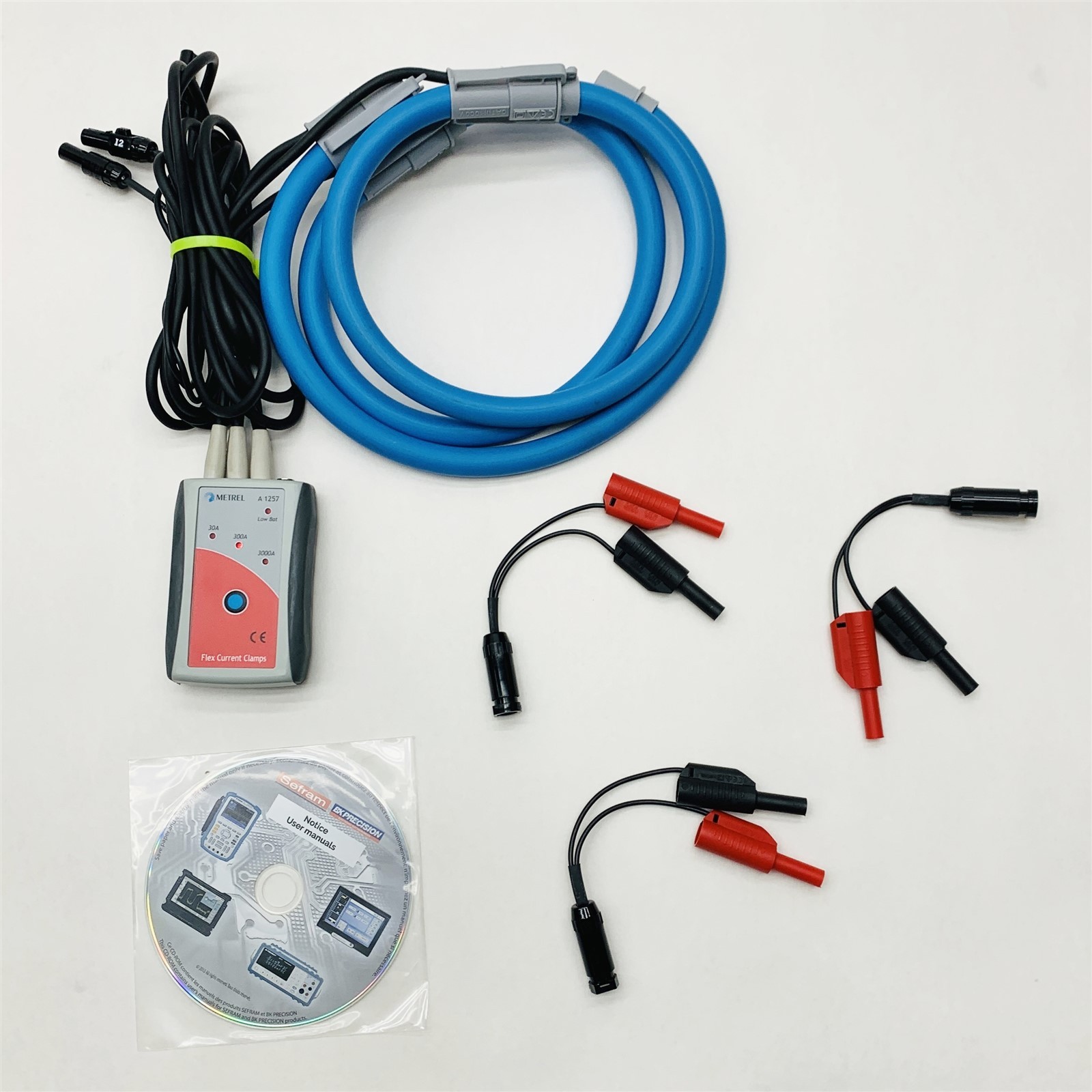 Metrel A1257 3-phase AC Flexible Current Sensor Clamp w/ 3x A1311 Clamp Adapter