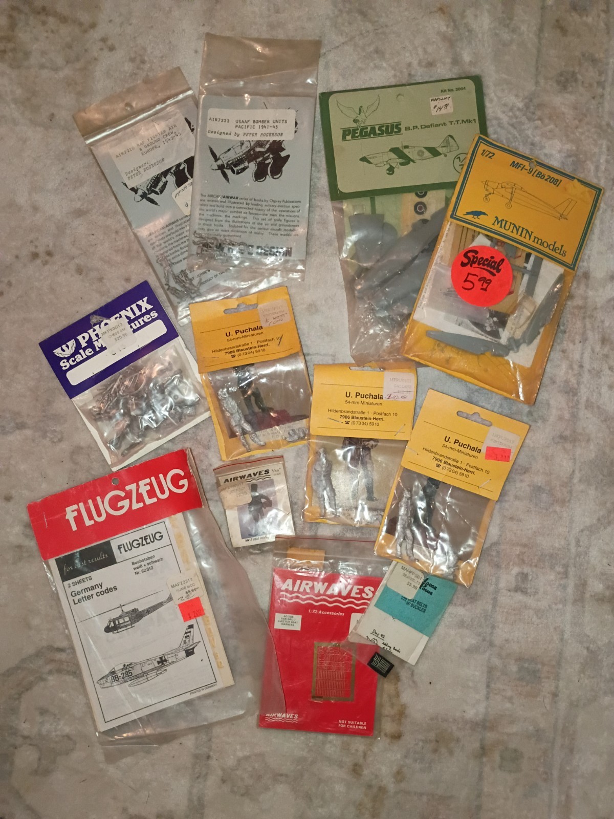 Vintage 1/72 Aircraft Model Kit & Detail Lot - Pegasus, Munin, Airwaves, PE