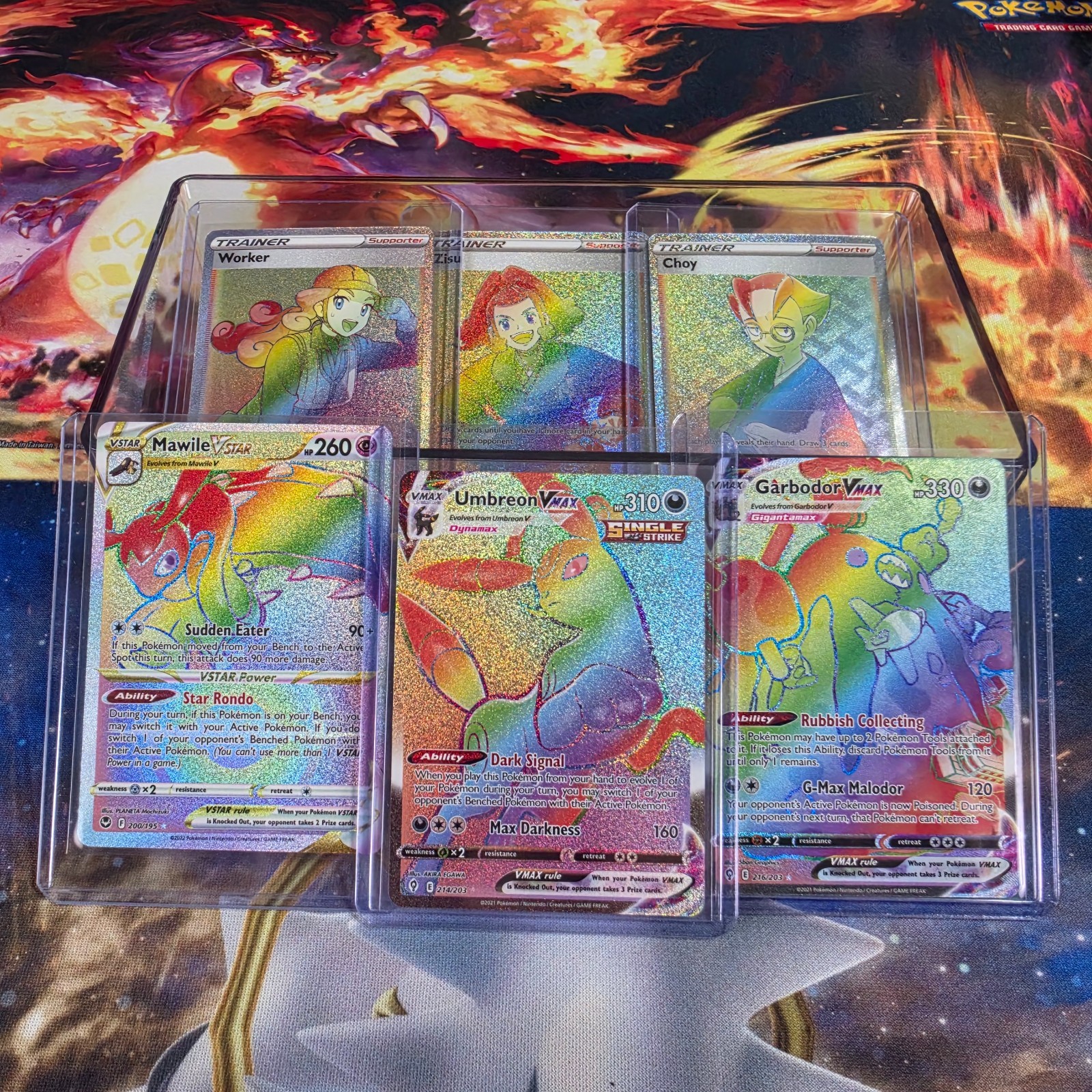 Pokémon Rainbow Rare Lot, Umbreon VMAX, Mawile VSTAR, Garbodor VMAX & Supporters Pokémon Rainbow Rare Lot, Umbreon VMAX, Mawile VSTAR, Garbodor VMAX & Supporters