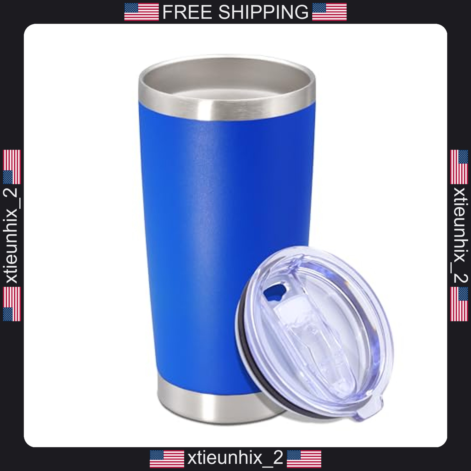 20 oz Stainless Steel Insulated Tumbler with No BPA Lid, Dark Blue