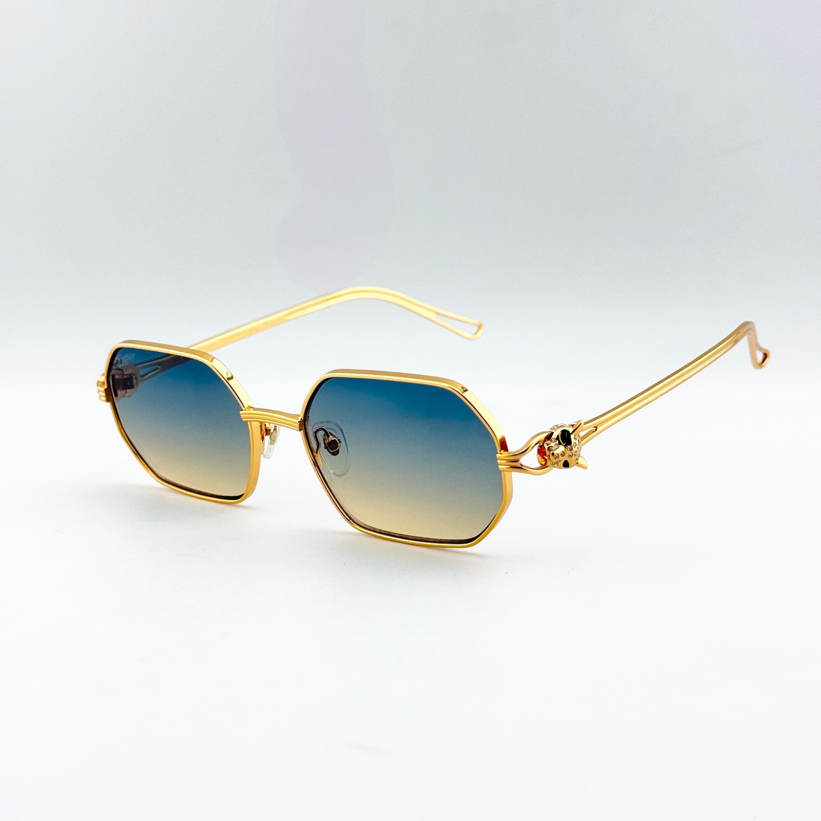 Cartier CT7074S Gold Metal Blue Gradient Lens Sunglasses Unisex 60-14-140