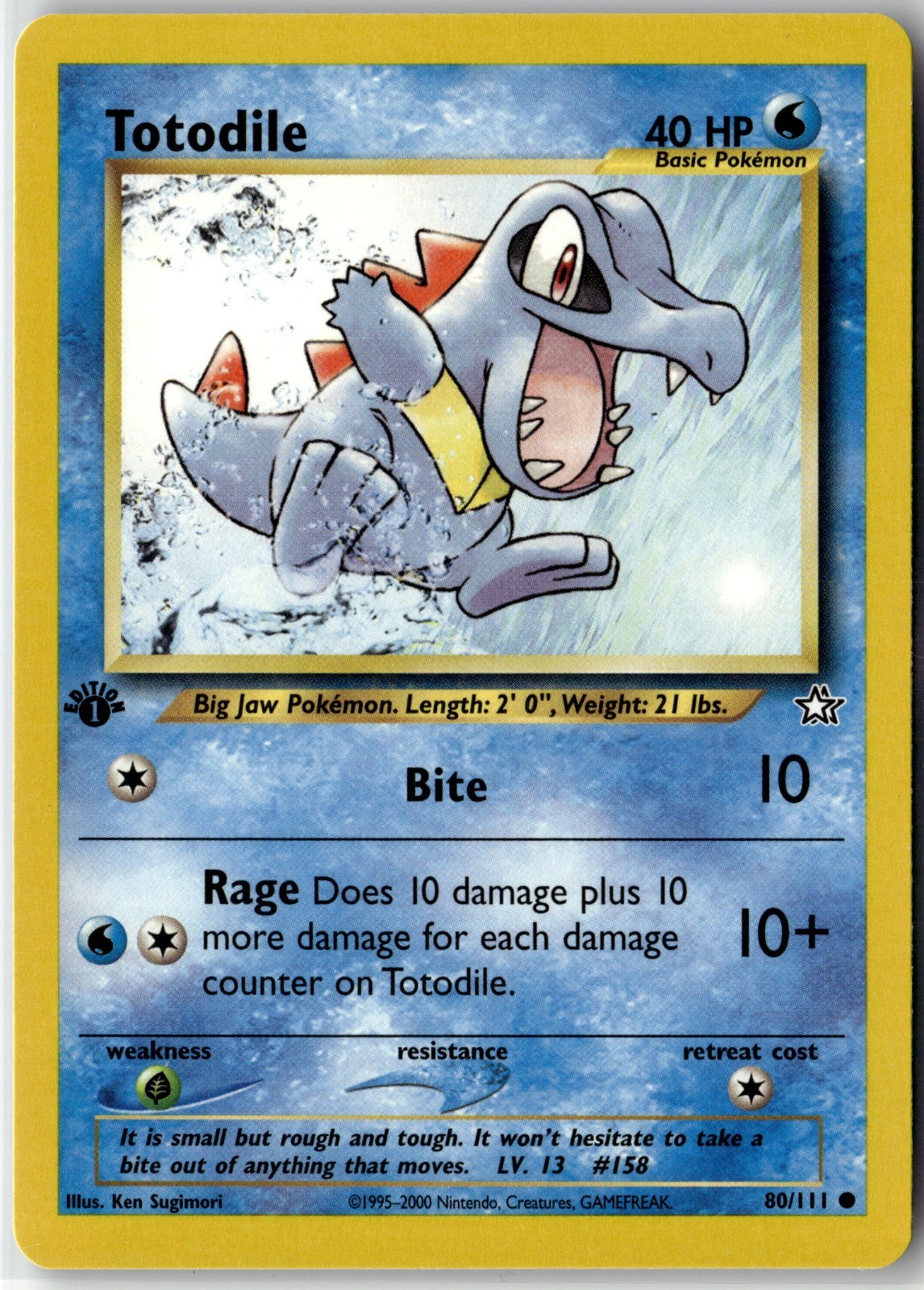 Totodile (80) Common Neo Genesis 080/111 1st Edition NM Totodile (80) Common Neo Genesis 080/111 1st Edition NM