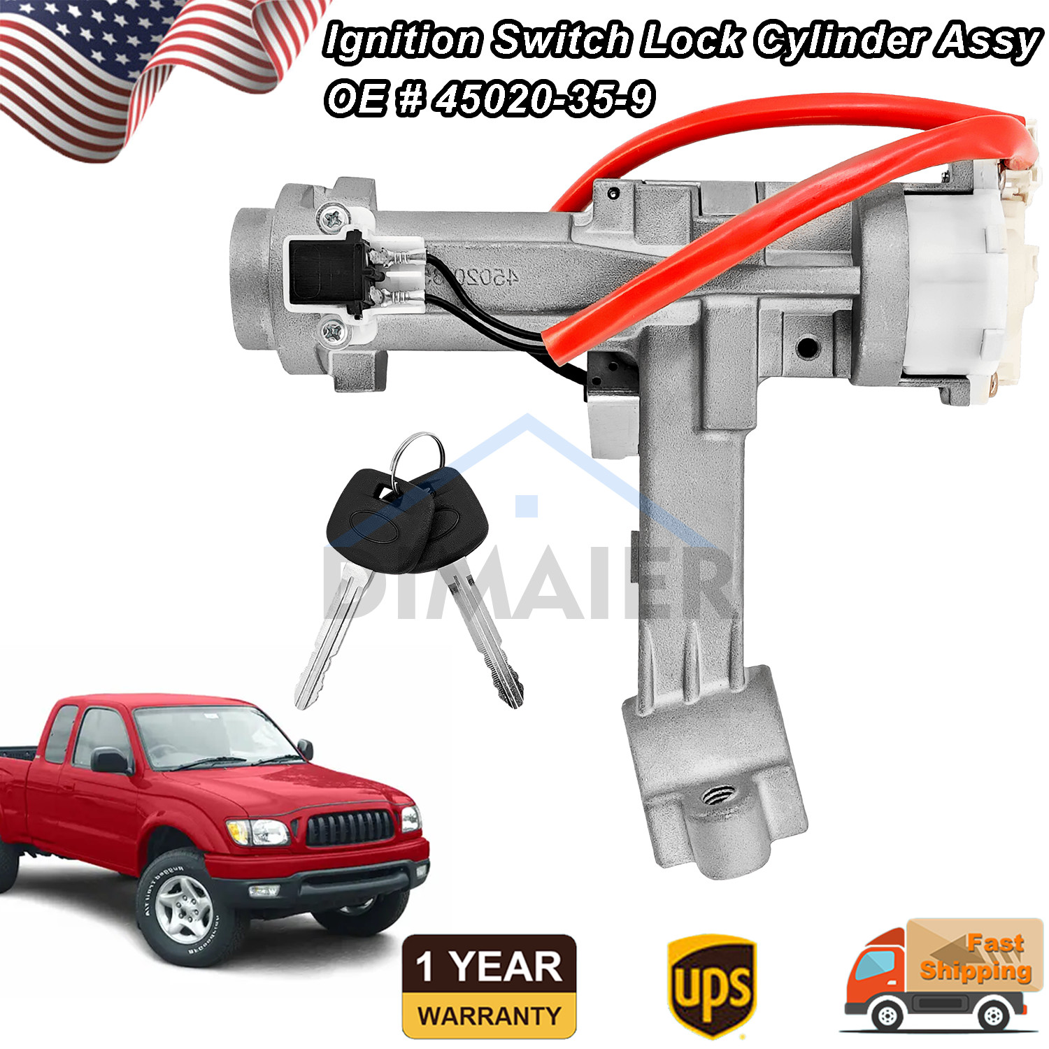 45020-35-9 FOR 1995-2004 TOYOTA TACOMA IGNITION LOCK CYLINDER ASSEMBLY SWITCH US