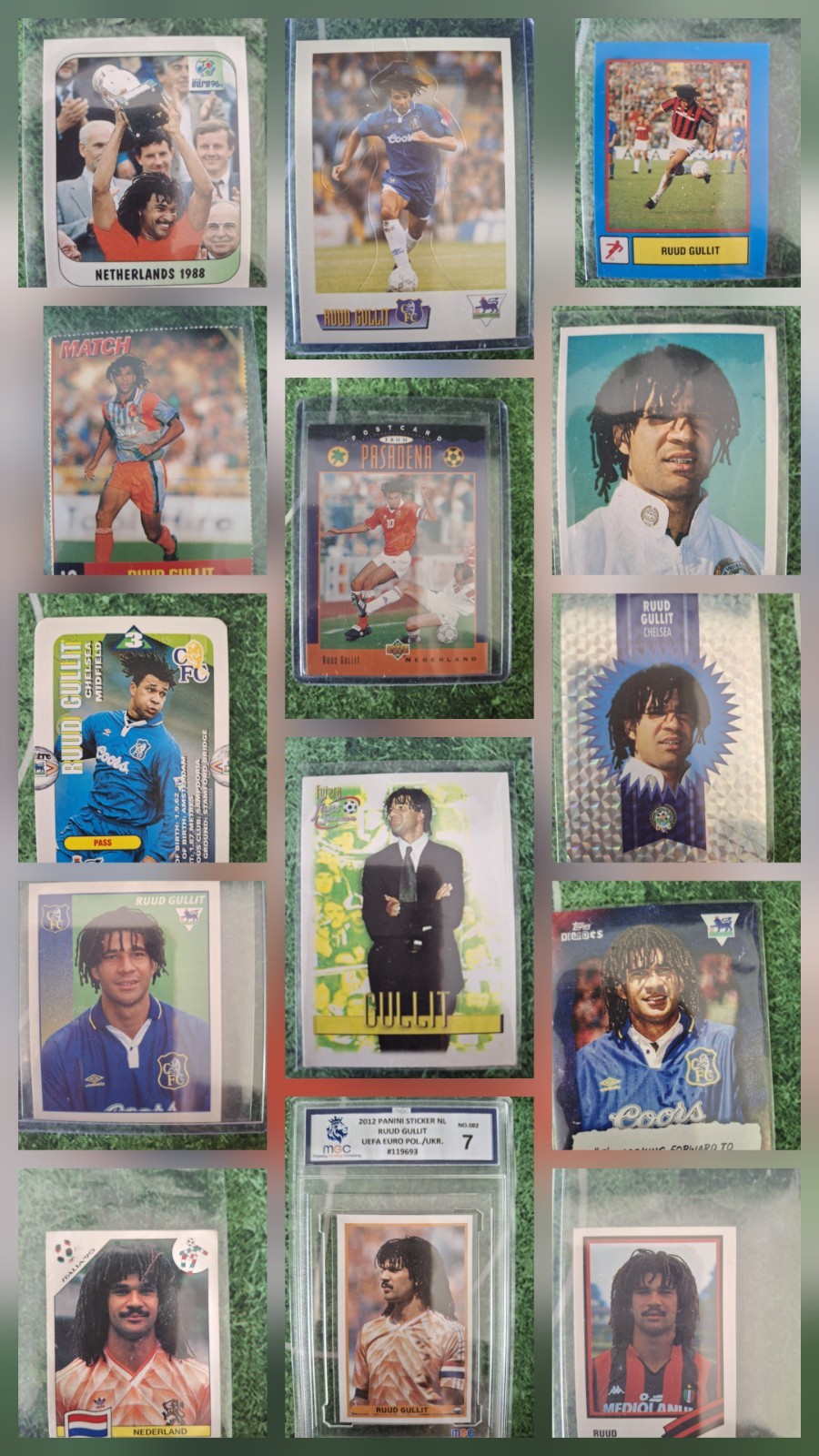 16 Ruud GULLIT Stickers + Cards. Mint. Some Very Rare from outside of UK 16 Ruud GULLIT Stickers + Cards. Mint. Some Very Rare from outside of UK