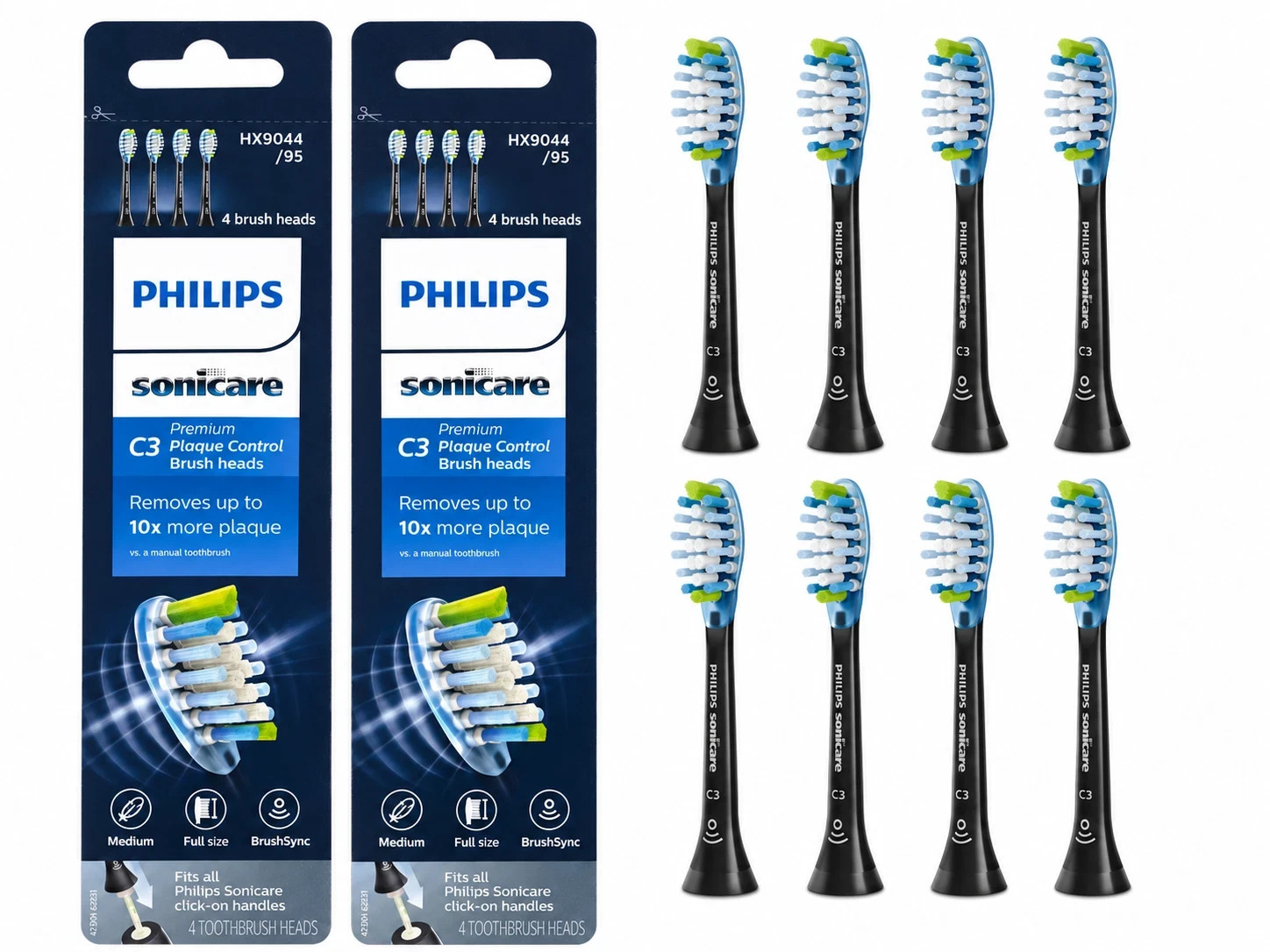 8-Pack New Seal Philip C3 Premium Plaque Control Brush Heads C3-Black-HX9044/33