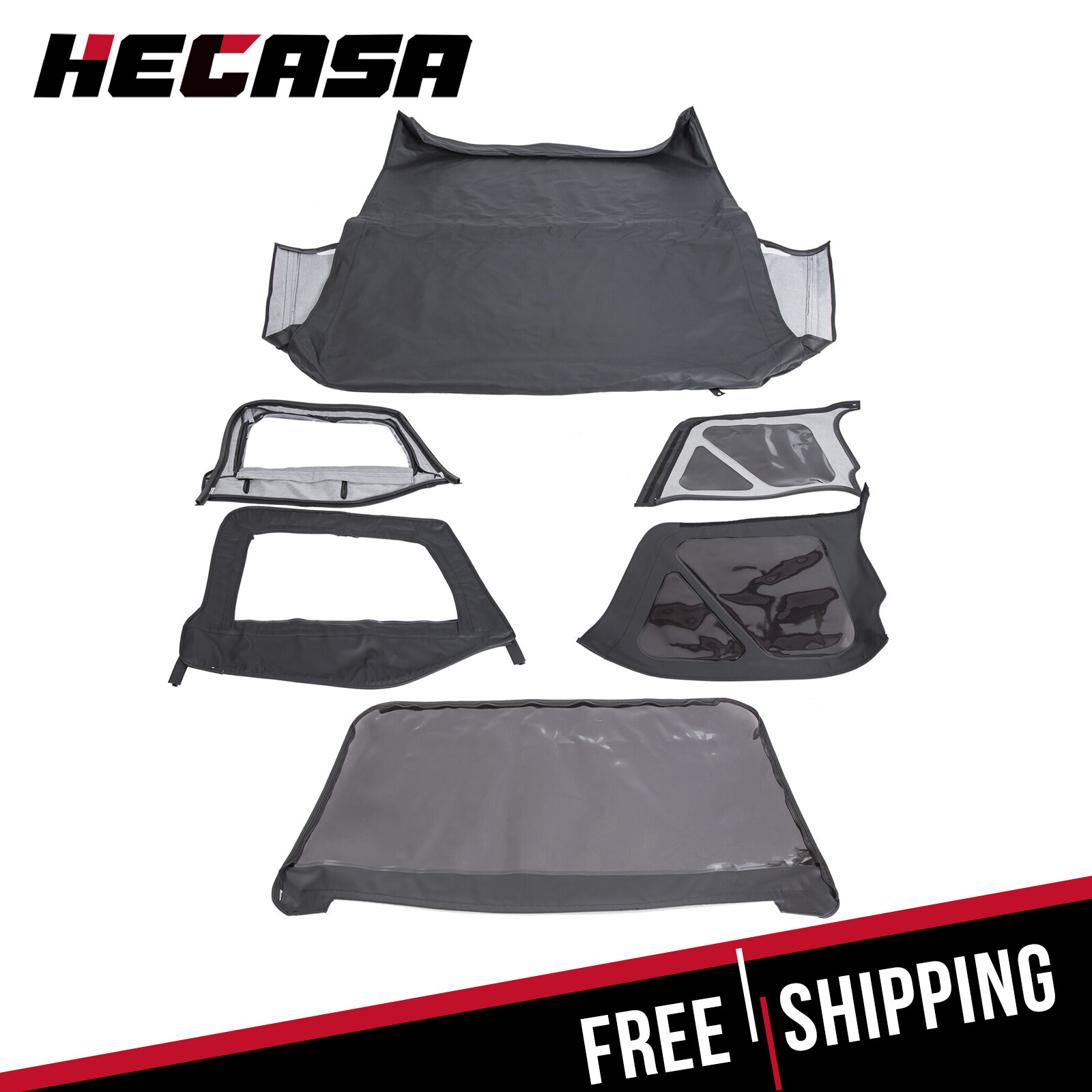 For 1997-2006 Jeep Wrangler TJ Premium Front & Rear Soft Top + Upper Skins 6pcs