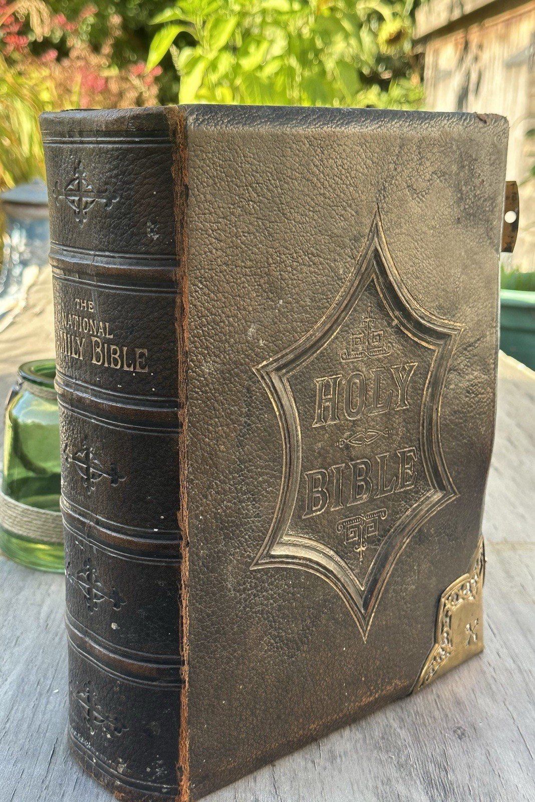 c1880 Victorian National Family Bible John Eadie Gustave Dore Leather Brass