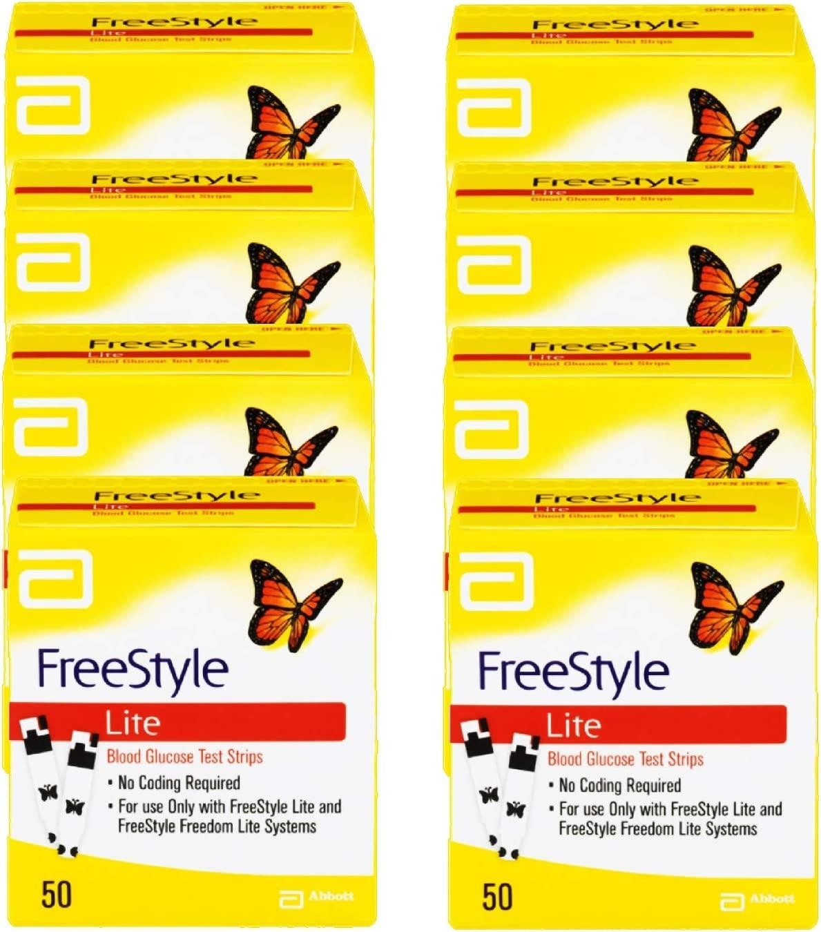 8 x FreeStyles Lites Blood Glucose Diabetic Test Strips-50ct-Exp:-31/12/2027