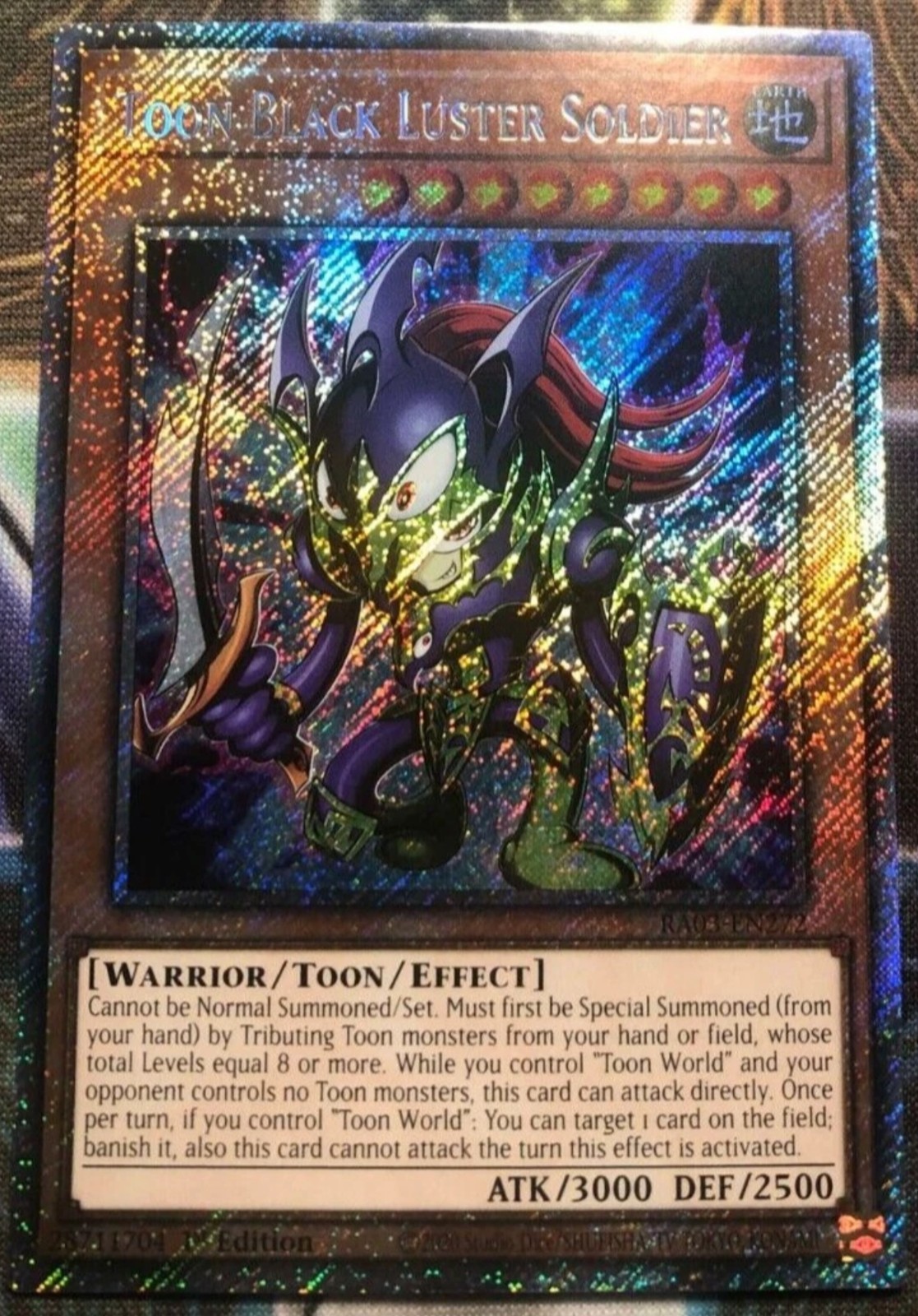 Yugioh Toon Black Luster Soldier 1st Edition RA03 Secret Rare NM