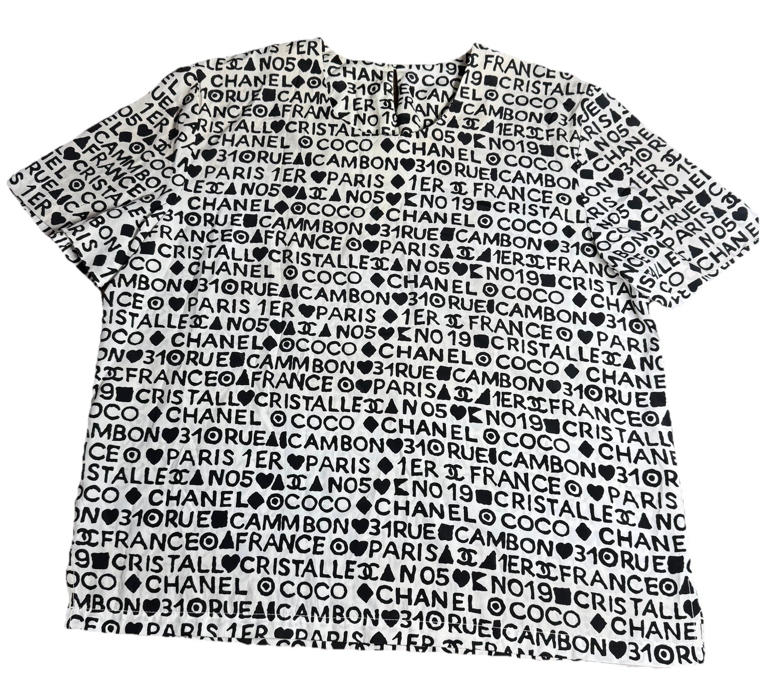 RARE Y2K Chanel Cosmetics Beauty Exclusive B&W Logo Blouse Size M