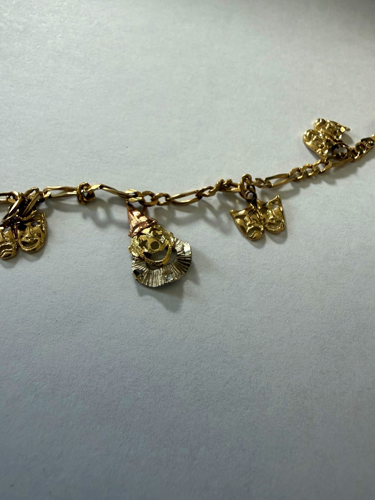 Vintage 14k gold comedy tragedy charm bracelet Vintage 14k gold comedy tragedy charm bracelet