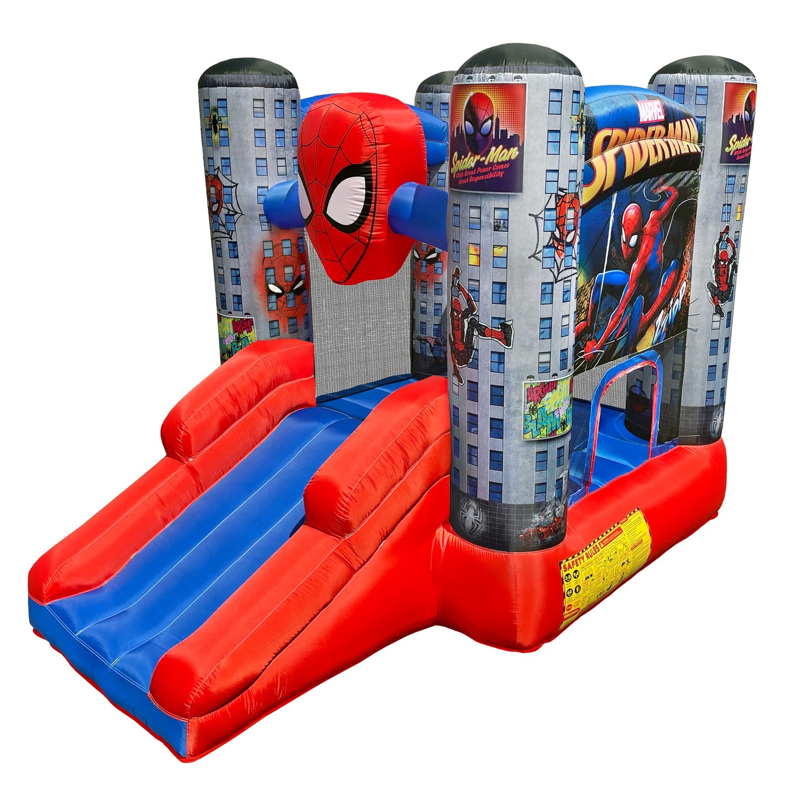 Funormous Marvel Spider-Man Bounce House with Slide, Kids Inflatable Spiderma...