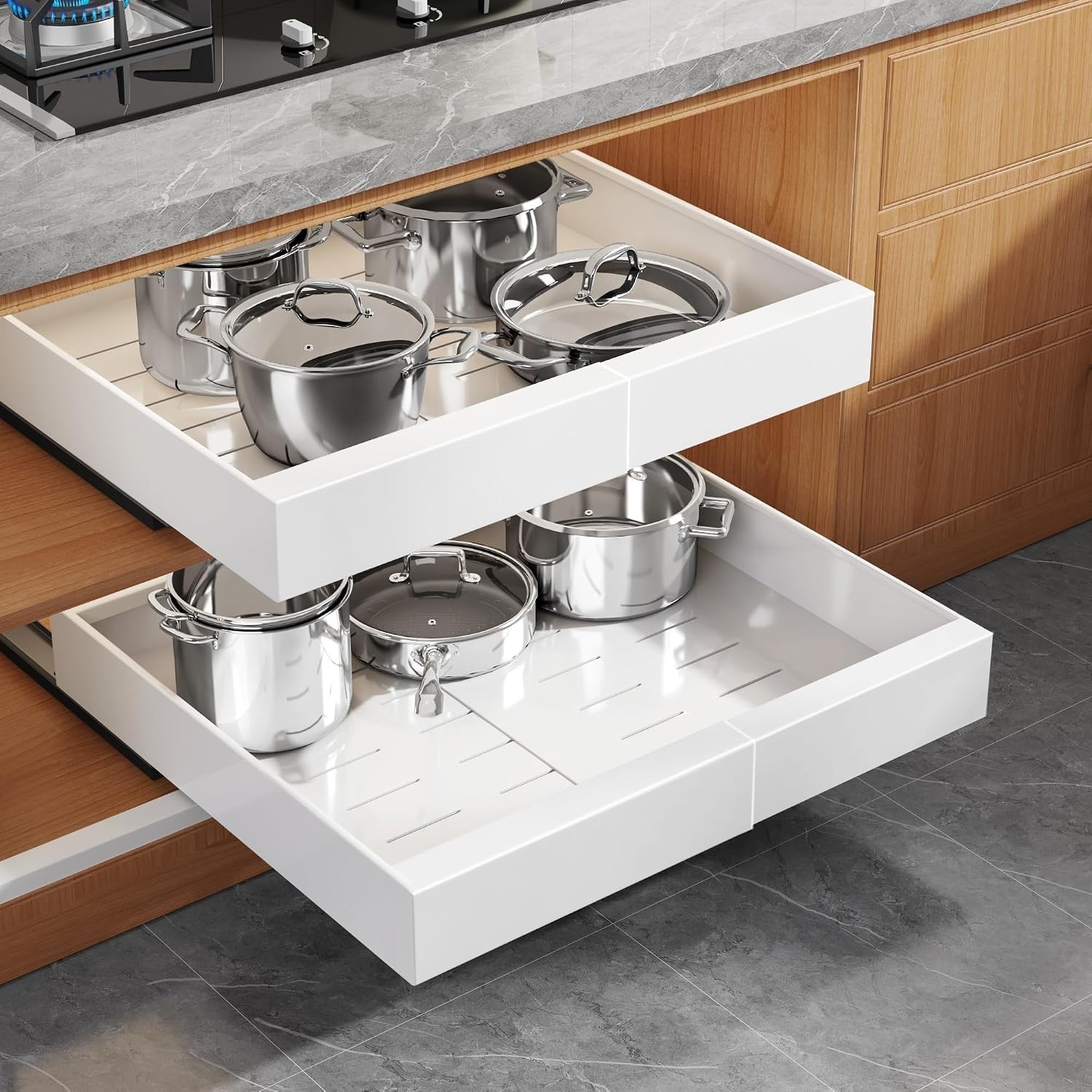 Seinloes- 2-Pack Expandable Pull Out Cabinet Organizer 16.5