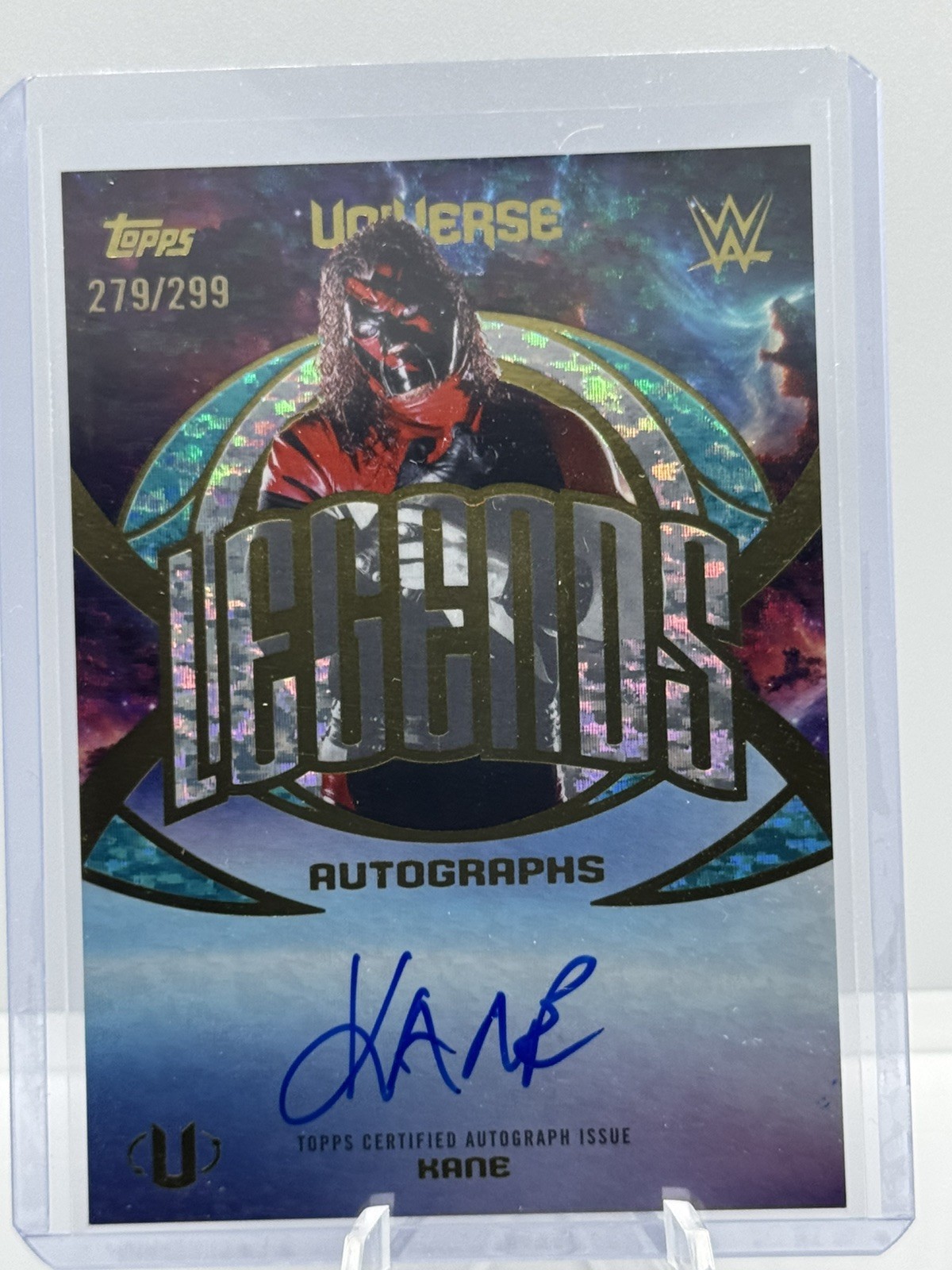 Kane 2026 Topps Universe WWE Legends Autographs Aqua Speckle #/299 Auto #LA-KN Kane 2026 Topps Universe WWE Legends Autographs Aqua Speckle #/299 Auto #LA-KN