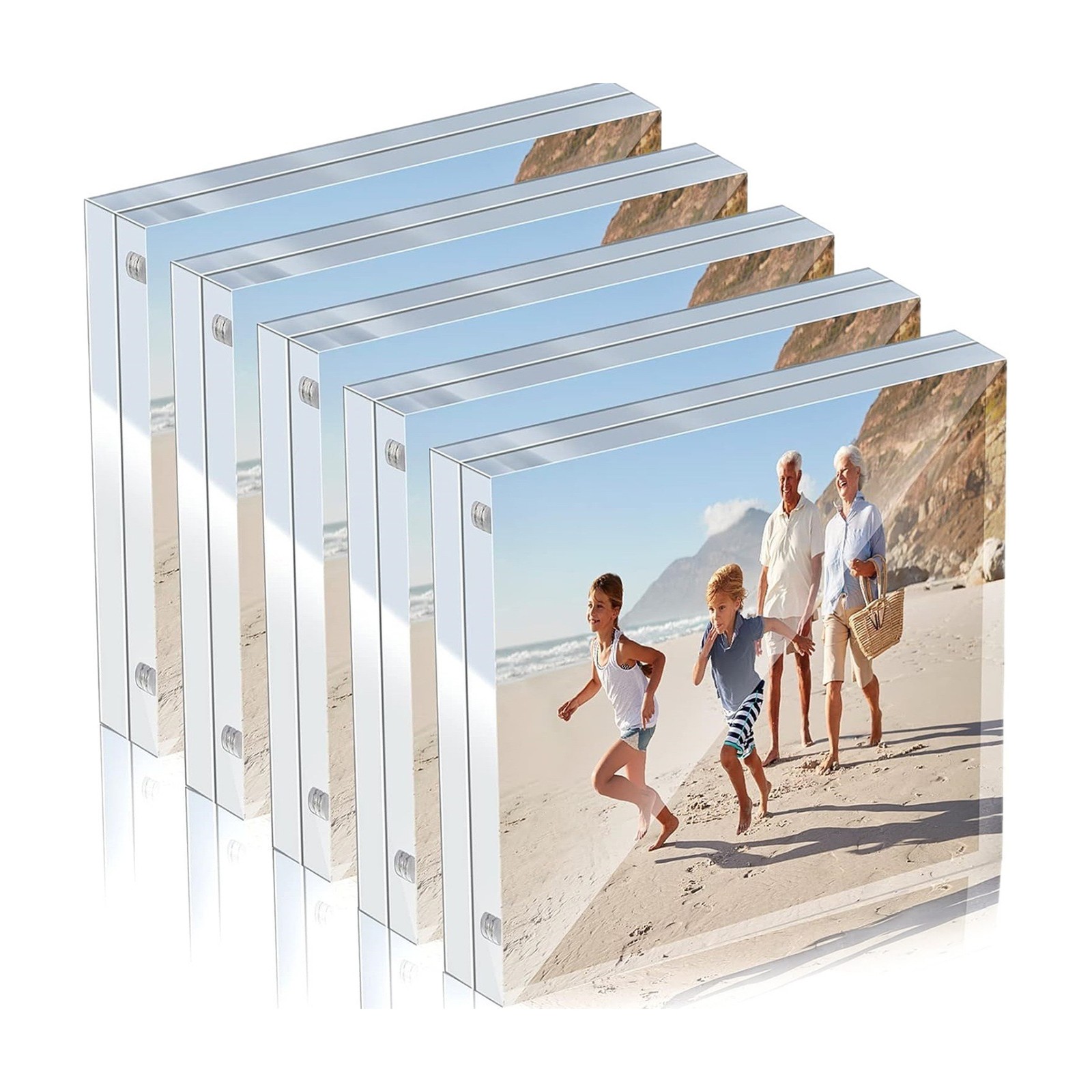 5 Pcs Acrylic Magnet Photo Frames Double Sided Transparent Display Frames