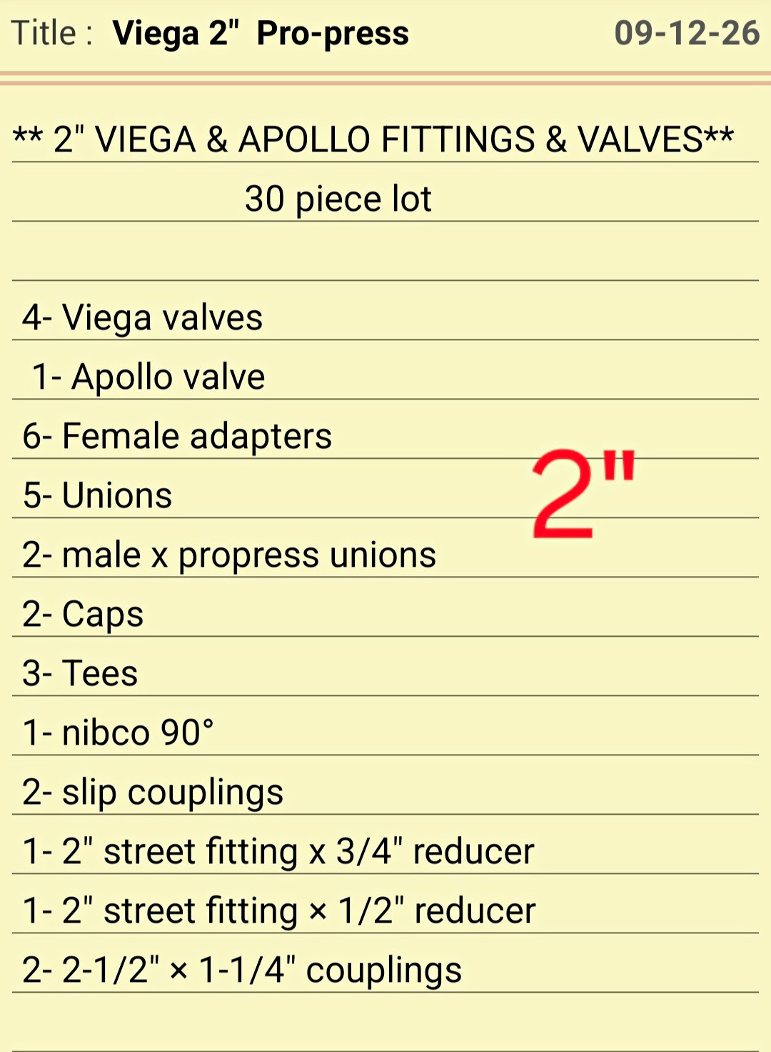Viega ProPress 2 in 30pc Lead Free Copper/Bronze Fittings & Valve Lot Viega ProPress 2 in 30pc Lead Free Copper/Bronze Fittings & Valve Lot