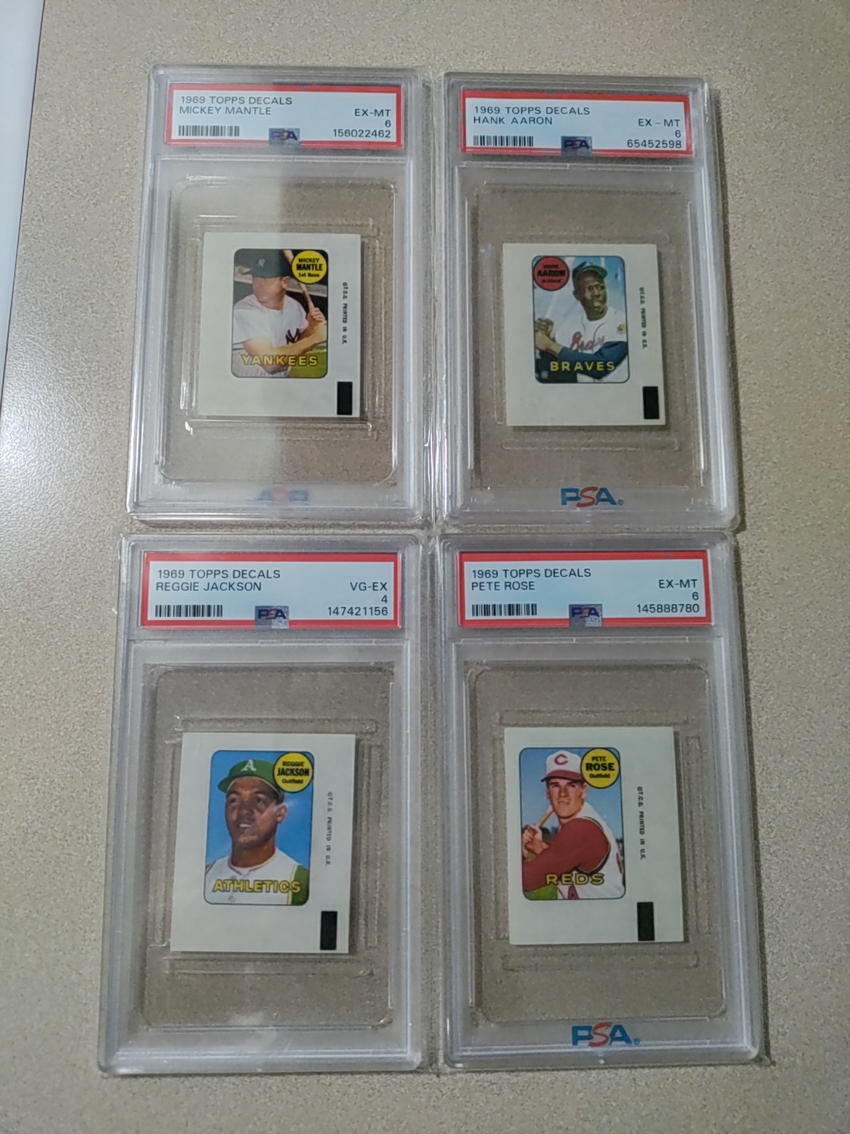 1969 Topps Decals 3 Graded 6 And One Graded 4