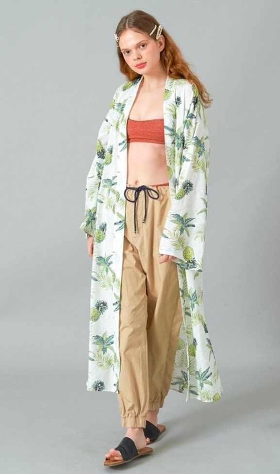 Handprint Brand Kimono Women\'s One Size Floral Bird Open Front Duster Robe Boho Handprint Brand Kimono Women\'s One Size Floral Bird Open Front Duster Robe Boho