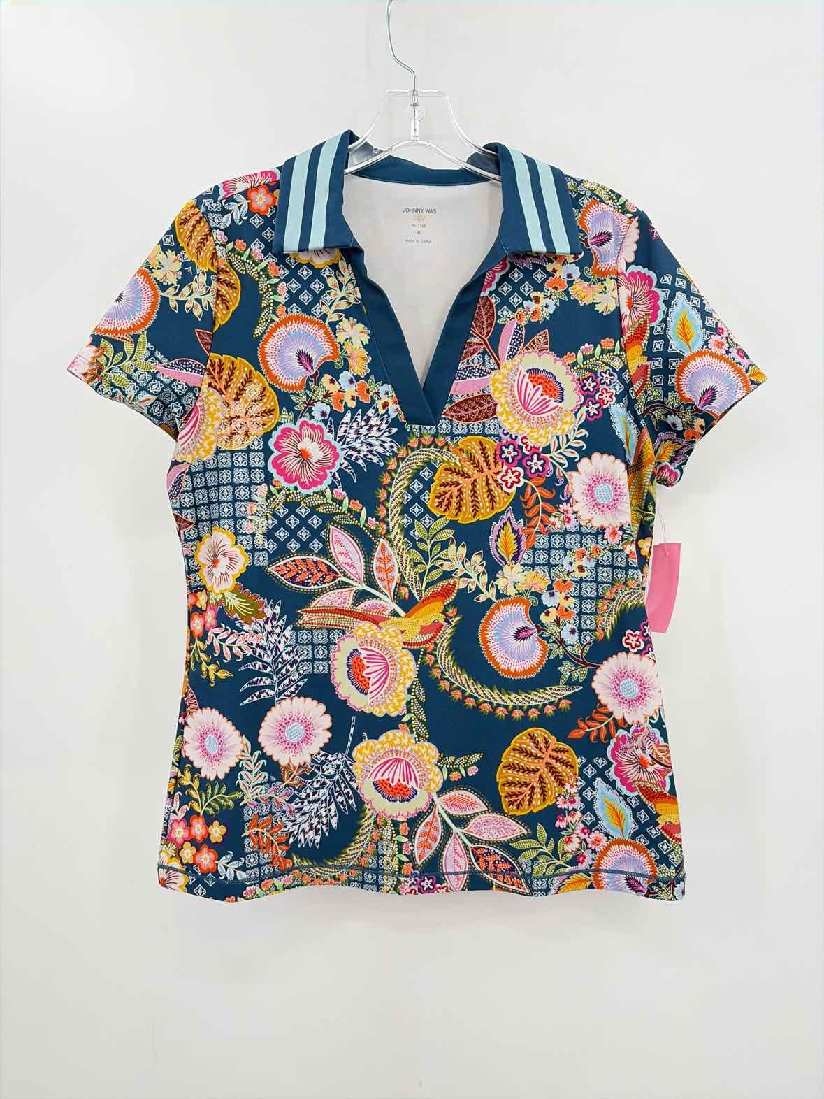 Pre-Owned Johnny Was Blue Size Medium Athletic Tee Pre-Owned Johnny Was Blue Size Medium Athletic Tee