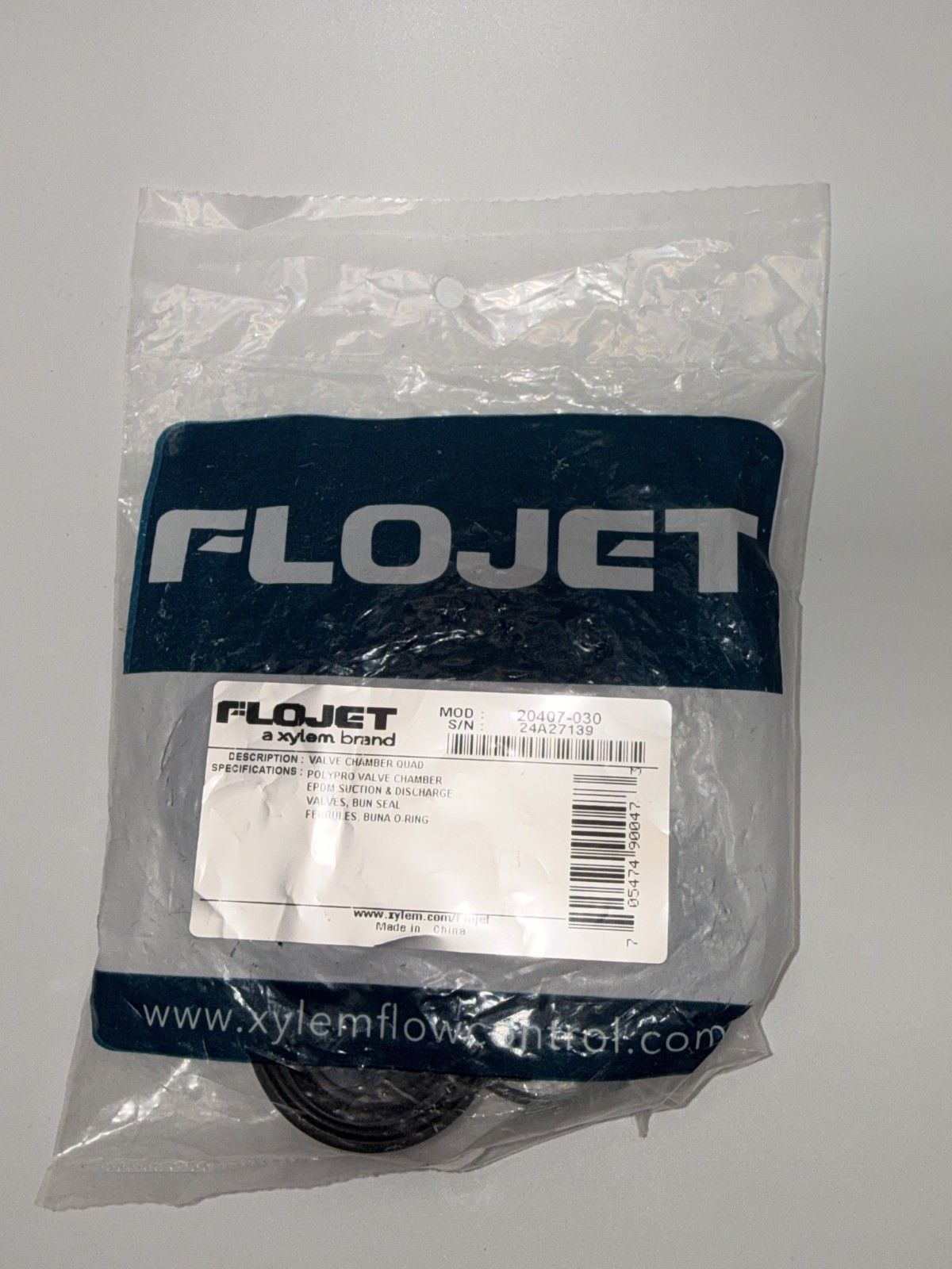 FloJet 20407-030 Valve Chamber Quad Kit New Sealed EPDM Suction Xylem Brand FloJet 20407-030 Valve Chamber Quad Kit New Sealed EPDM Suction Xylem Brand